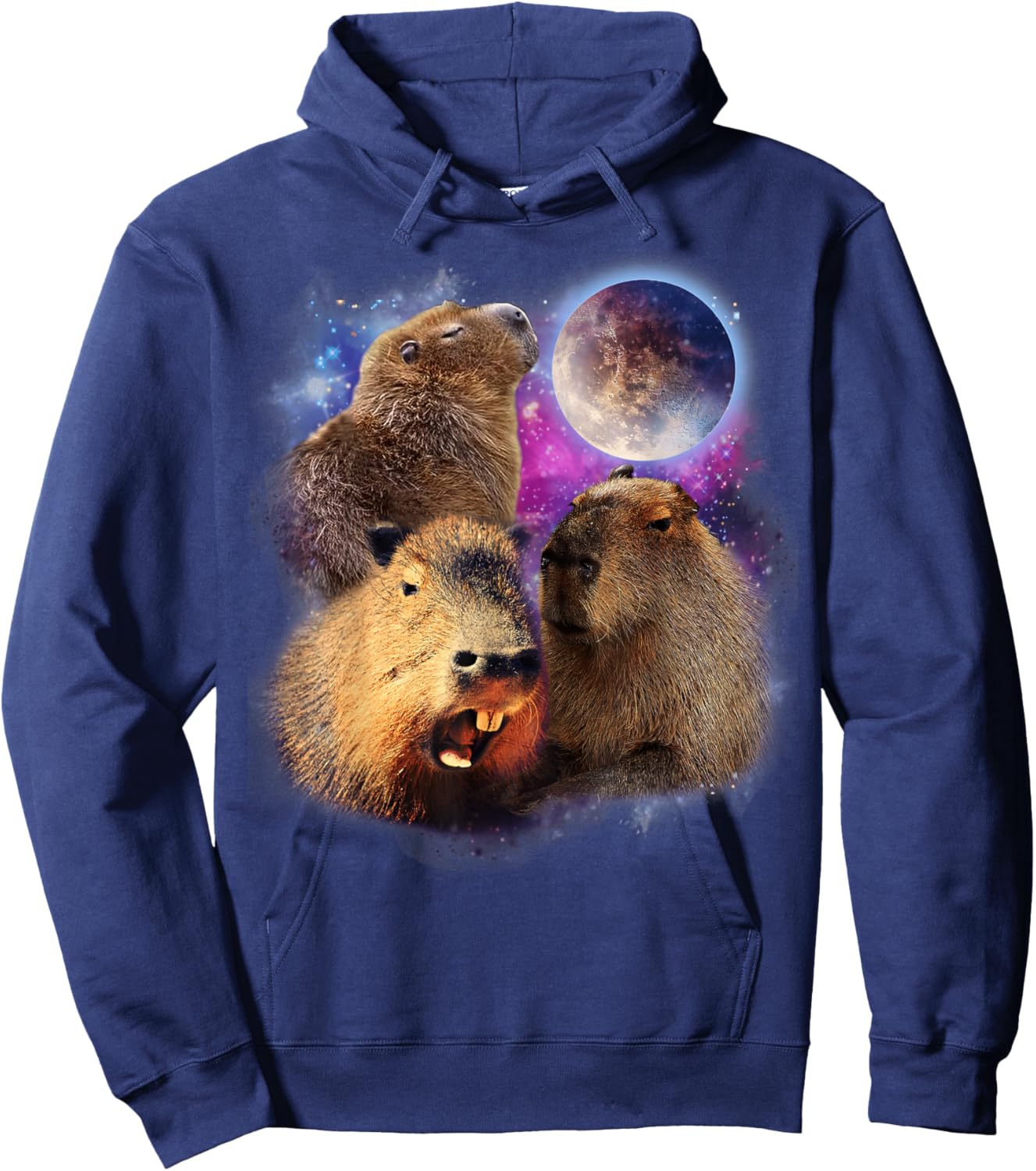 3 Capybara Moon Capybara Stuffed Animal , Women, Kids Hoodie - Hoodie | Navy
