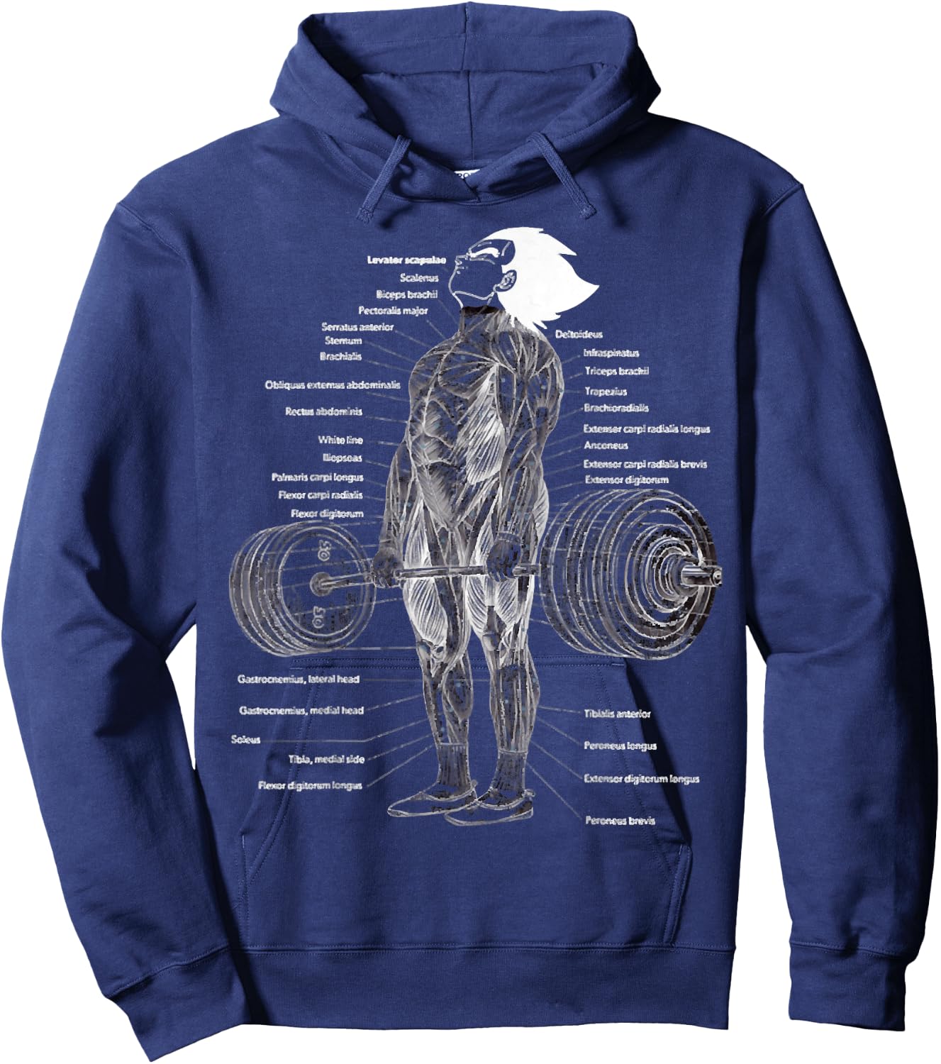 Anime Muscle Anatomy Chart Gym And Workout Motivation Outfit Hoodie - Hoodie | Navy