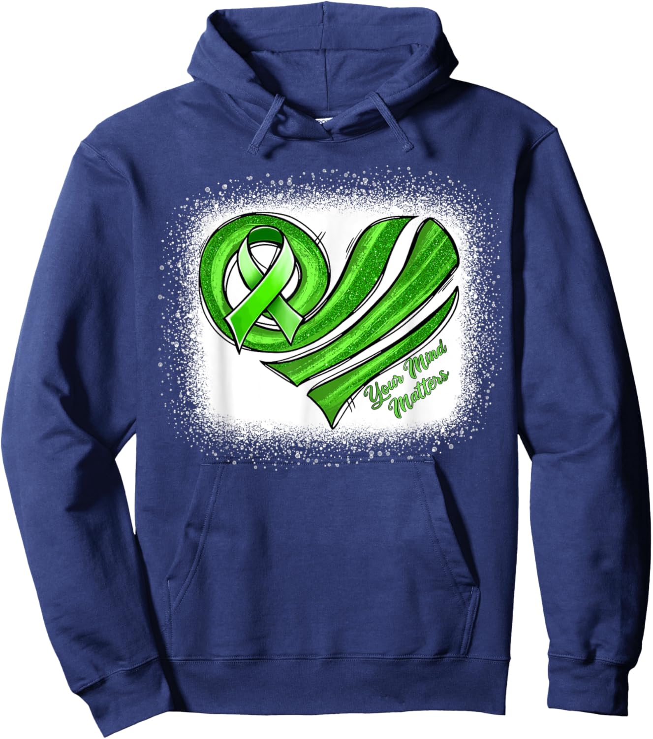 Mental Health Awareness Heart Green Mental Health Matters Hoodie - Hoodie | Navy