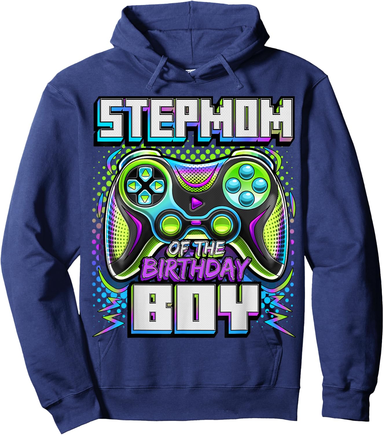 Stepmom of the Birthday Boy Matching Family Video Game Party Hoodie - Hoodie | Navy