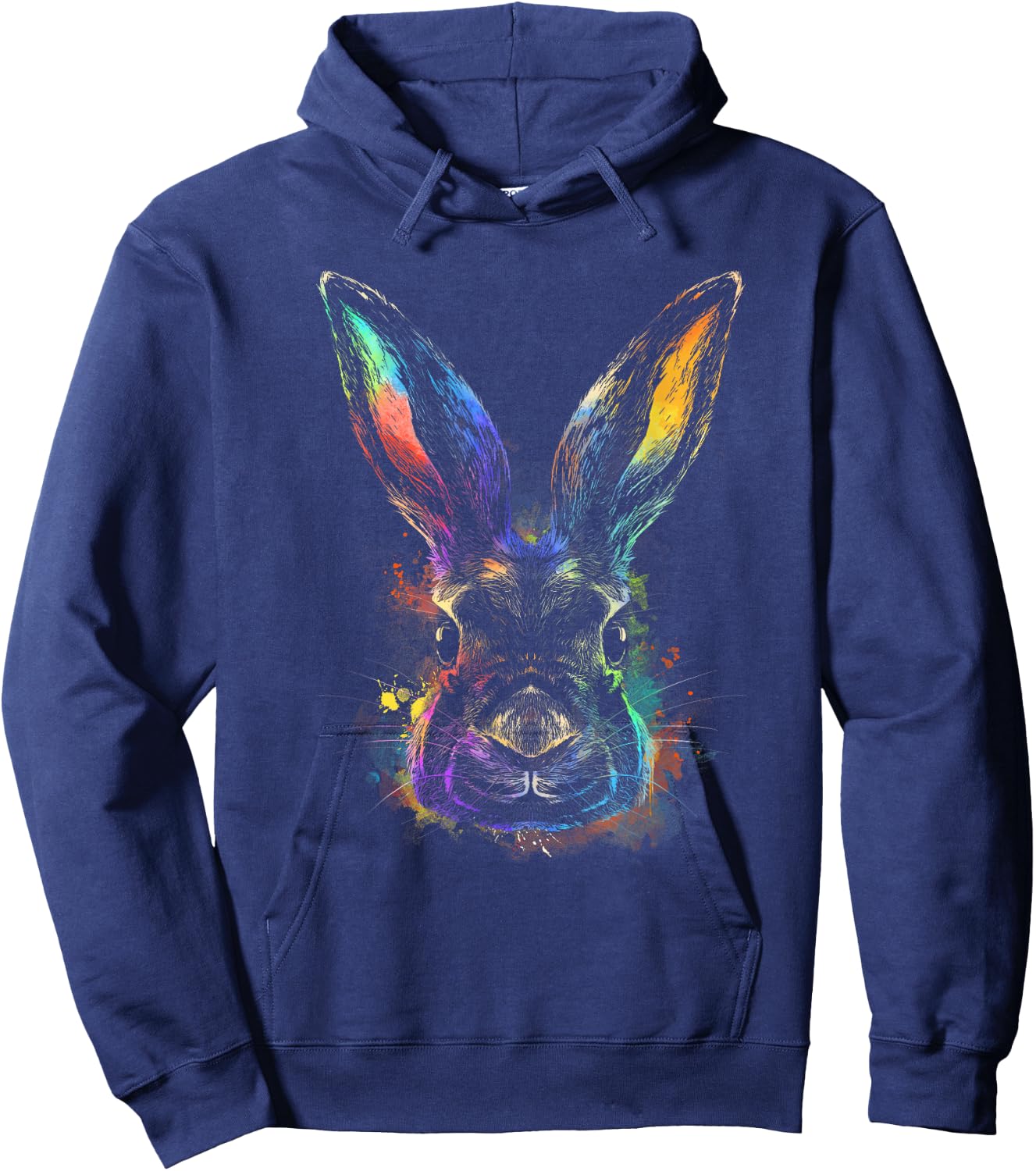 Rainbow Rabbit Abstract Colorful for Bunny Rabbit lovers Hoodie - Hoodie | Navy
