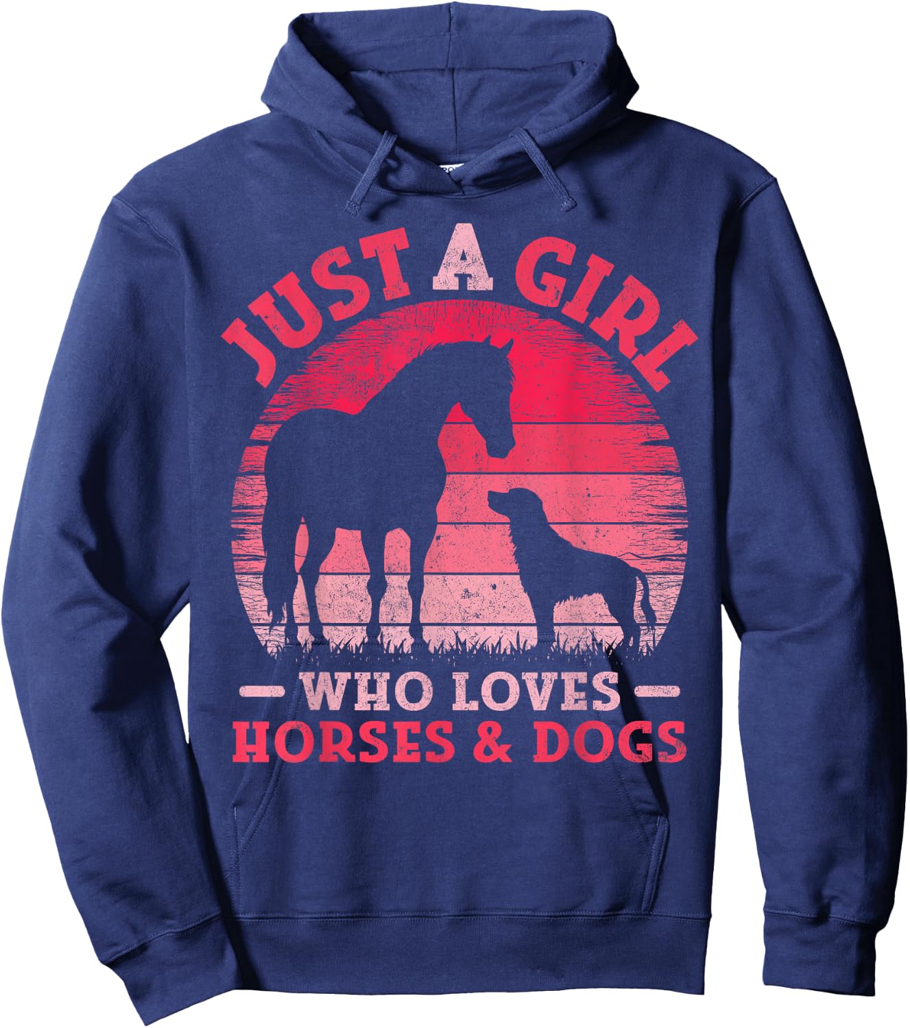 Funny Just A Girl Who Loves Horses and Dogs Women Girls Hoodie - Hoodie | Navy