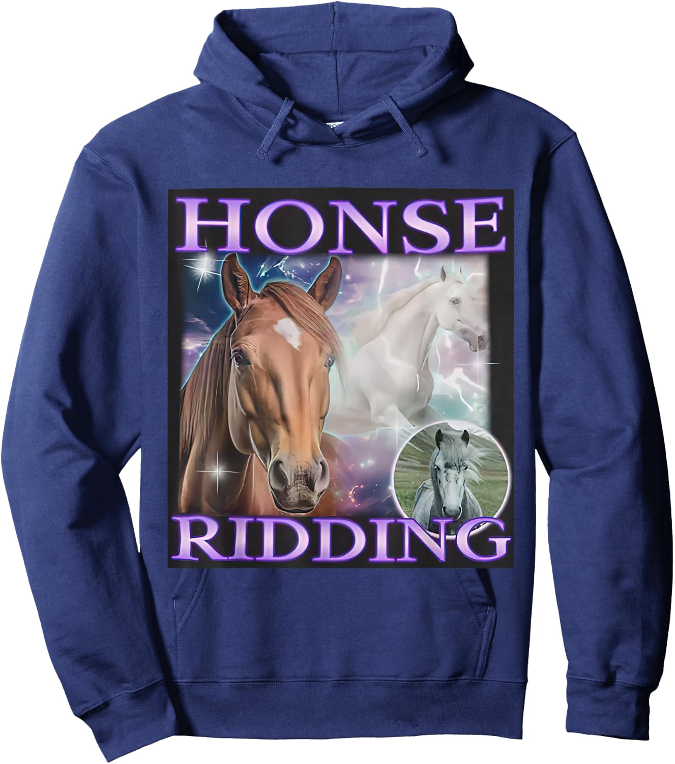 Honse Ridding Funny Horse Meme Women Hoodie - Hoodie | Navy