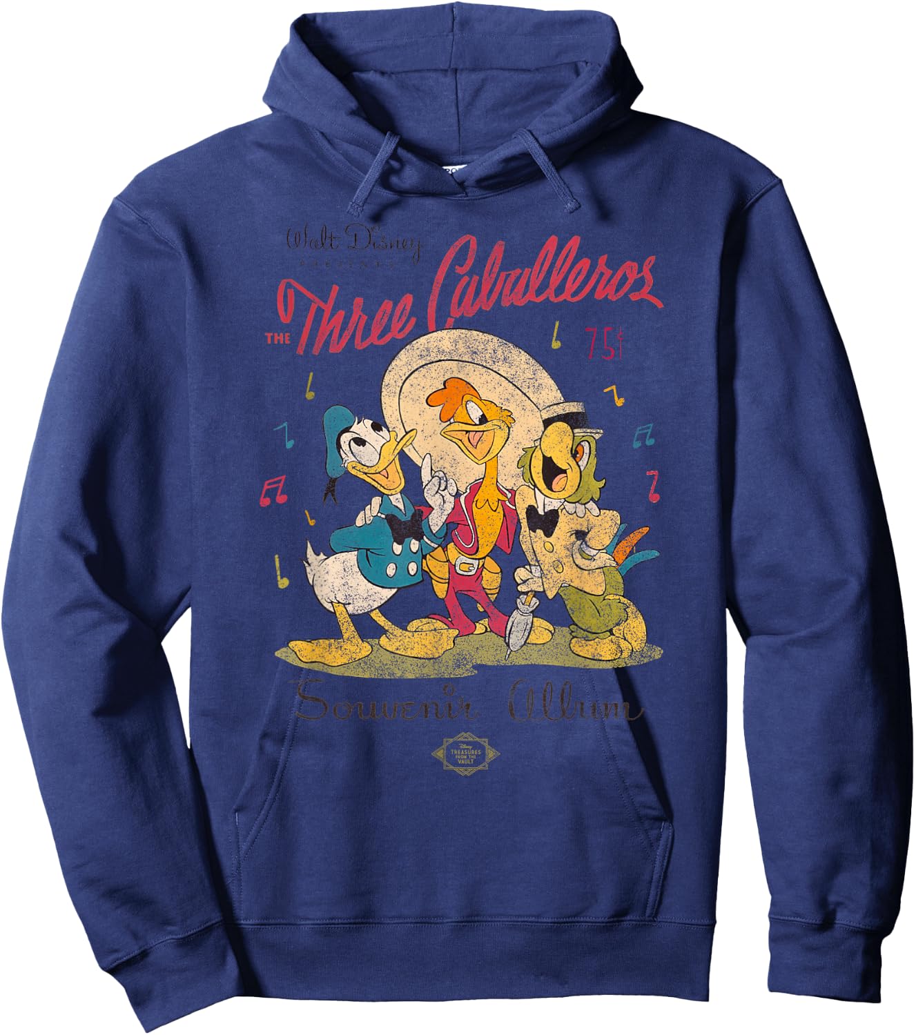 Disney The Three Caballeros Donald Duck Vintage Distressed Small Hoodie - Hoodie | Navy