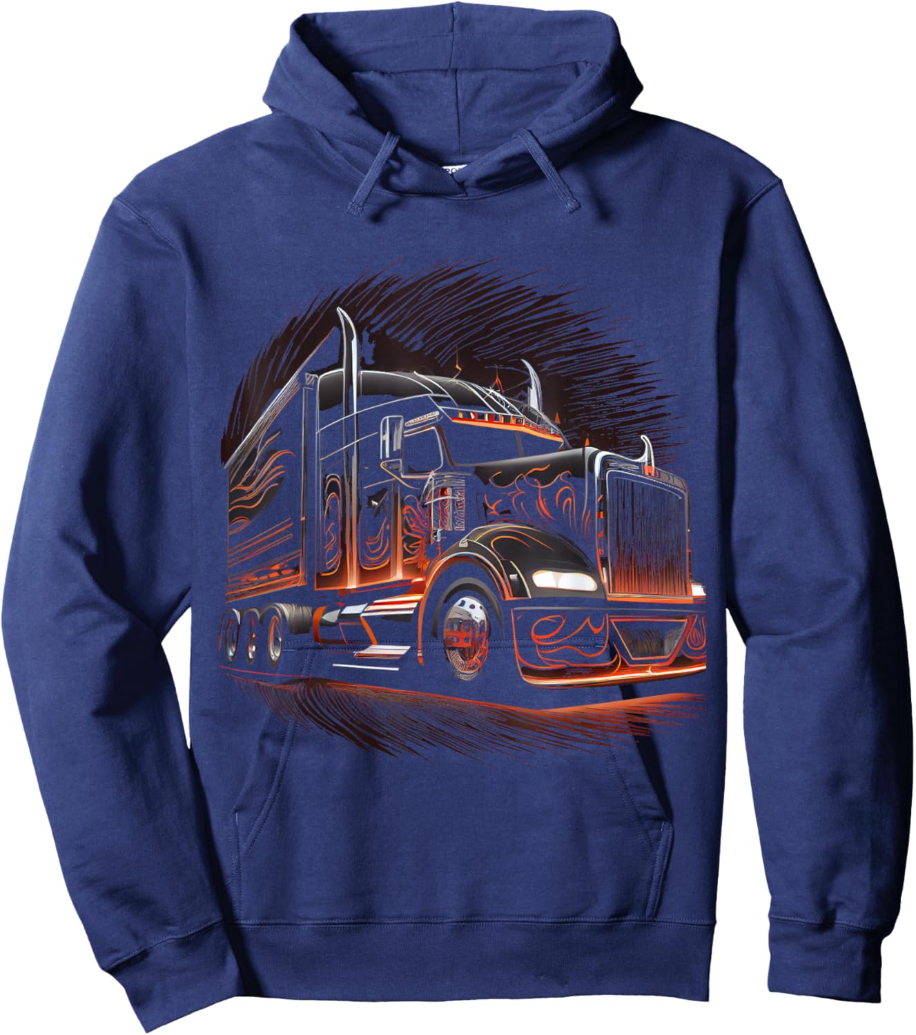 Truck Driver American Flag Trucker Hoodie - Hoodie | Navy