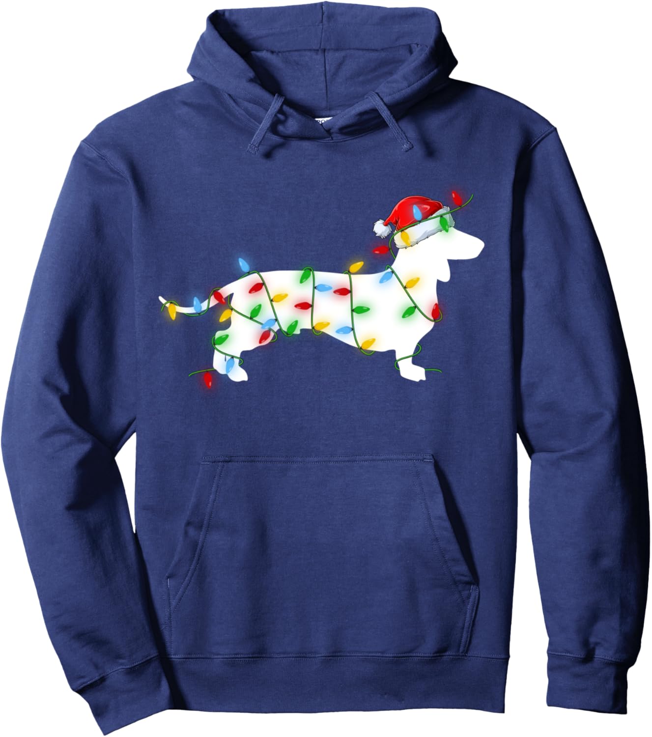 Wiener Dog Lover Lighting Xmas Santa Dachshund Christmas Hoodie - Hoodie | Navy