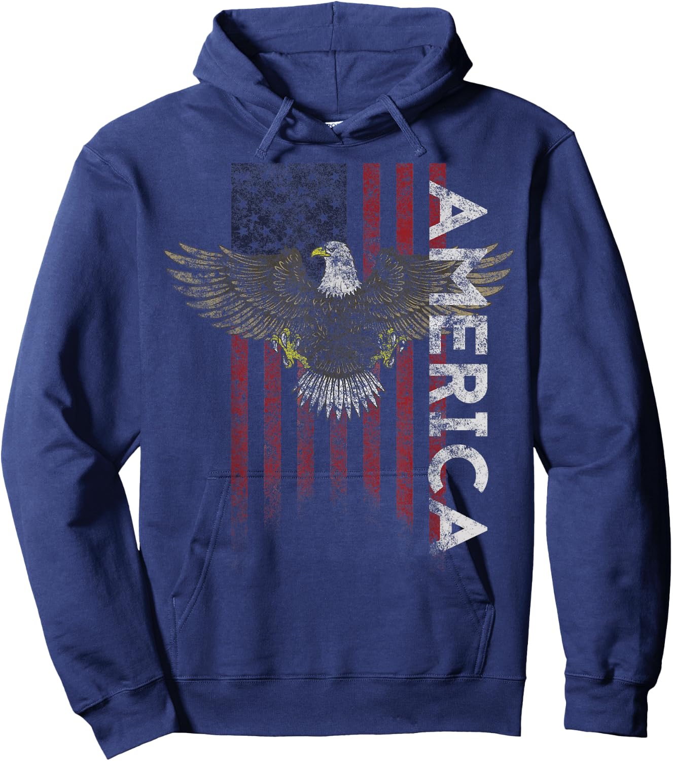 Distressed American Flag Vintage USA Flags Men Women America Hoodie - Hoodie | Navy