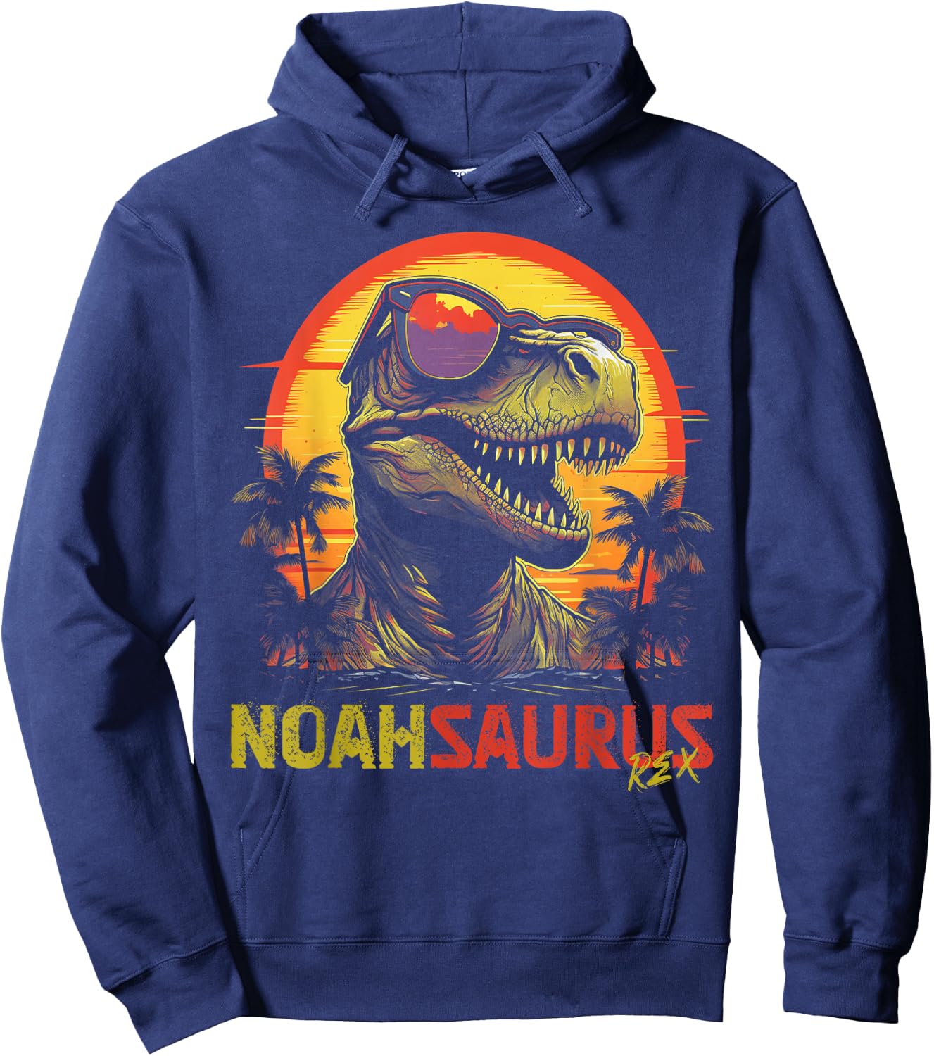 Noah Saurus Funny Personalized Dinosaur T Rex Name Boy Hoodie - Hoodie | Navy