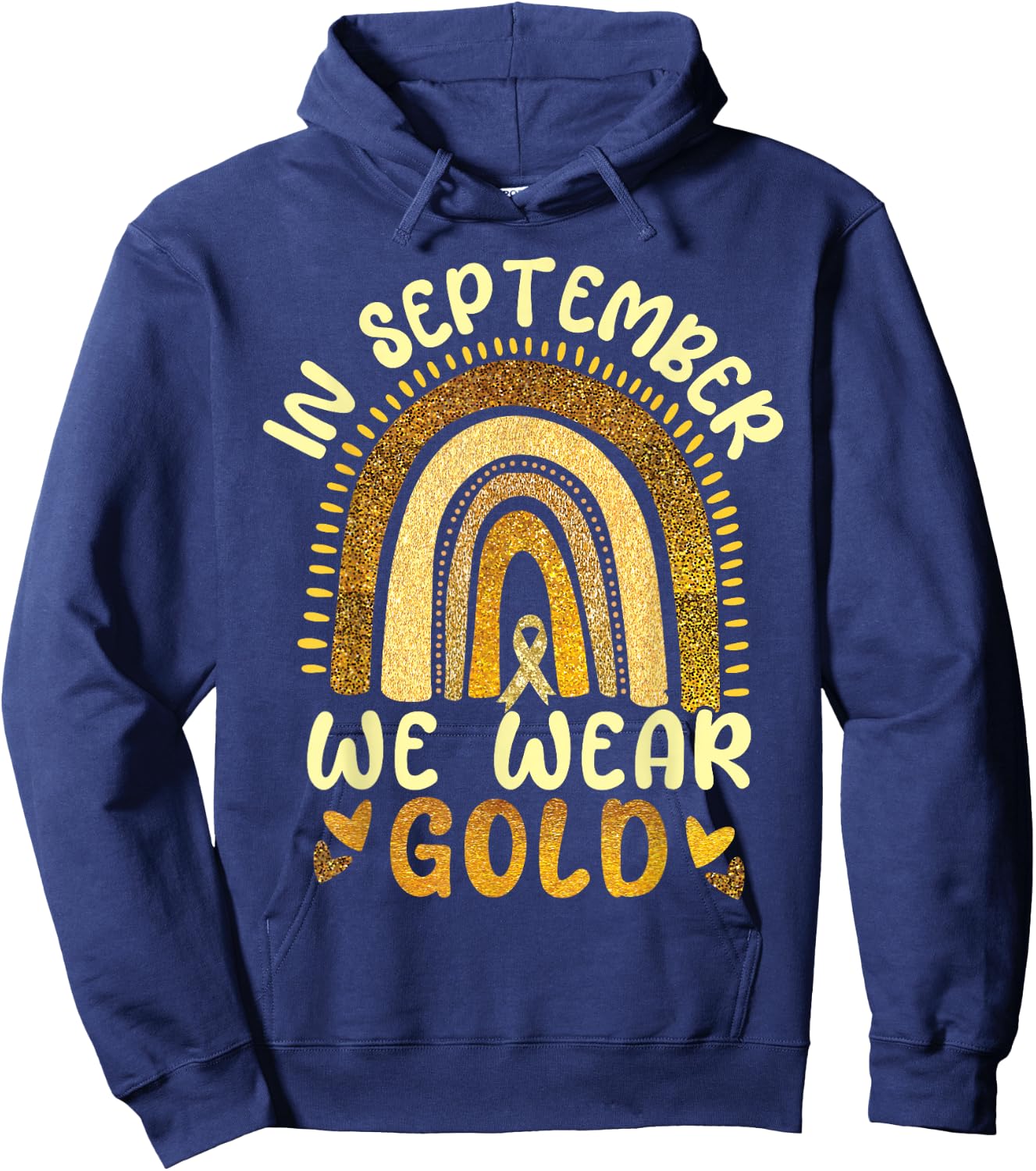 Childhood Cancer Awareness Rainbow Hoodie - Hoodie | Navy