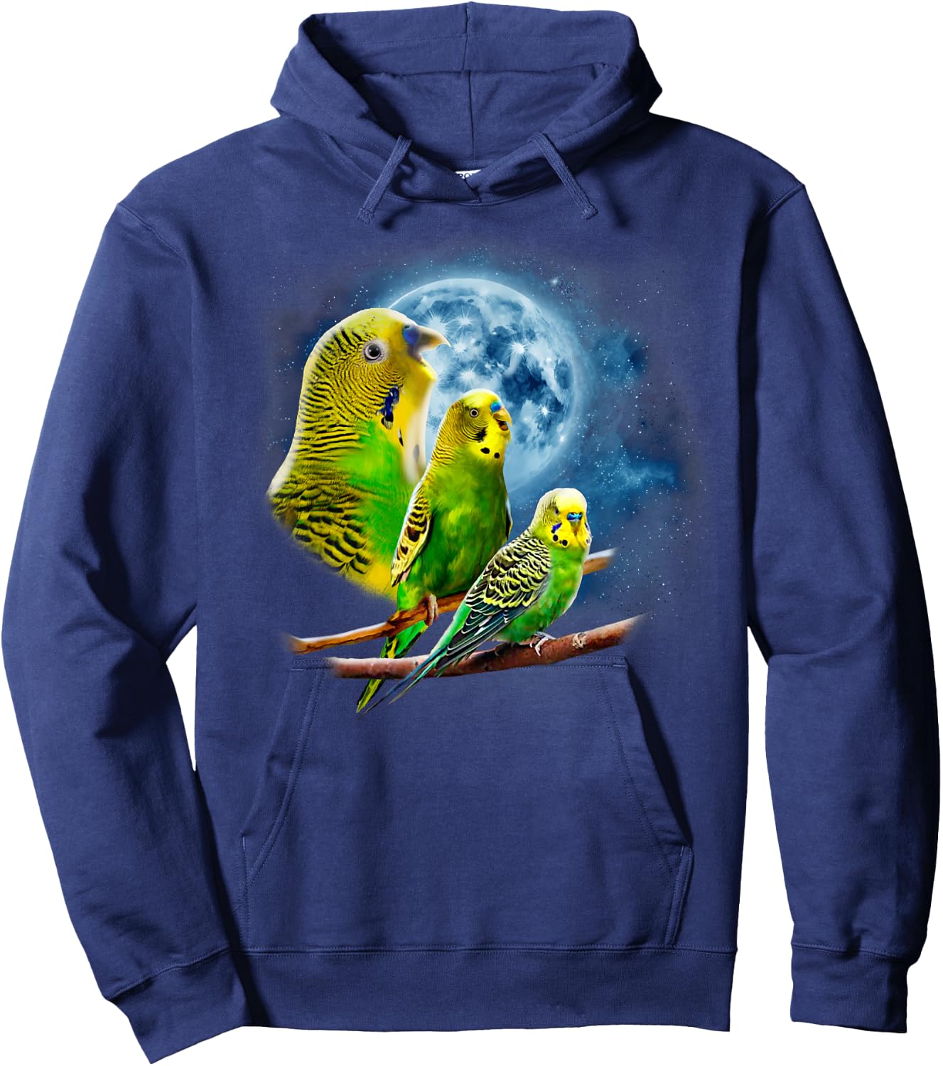 Howling at the Moon Shirt - Parakeet Shirt - Parakeet Budgie Hoodie - Hoodie | Navy