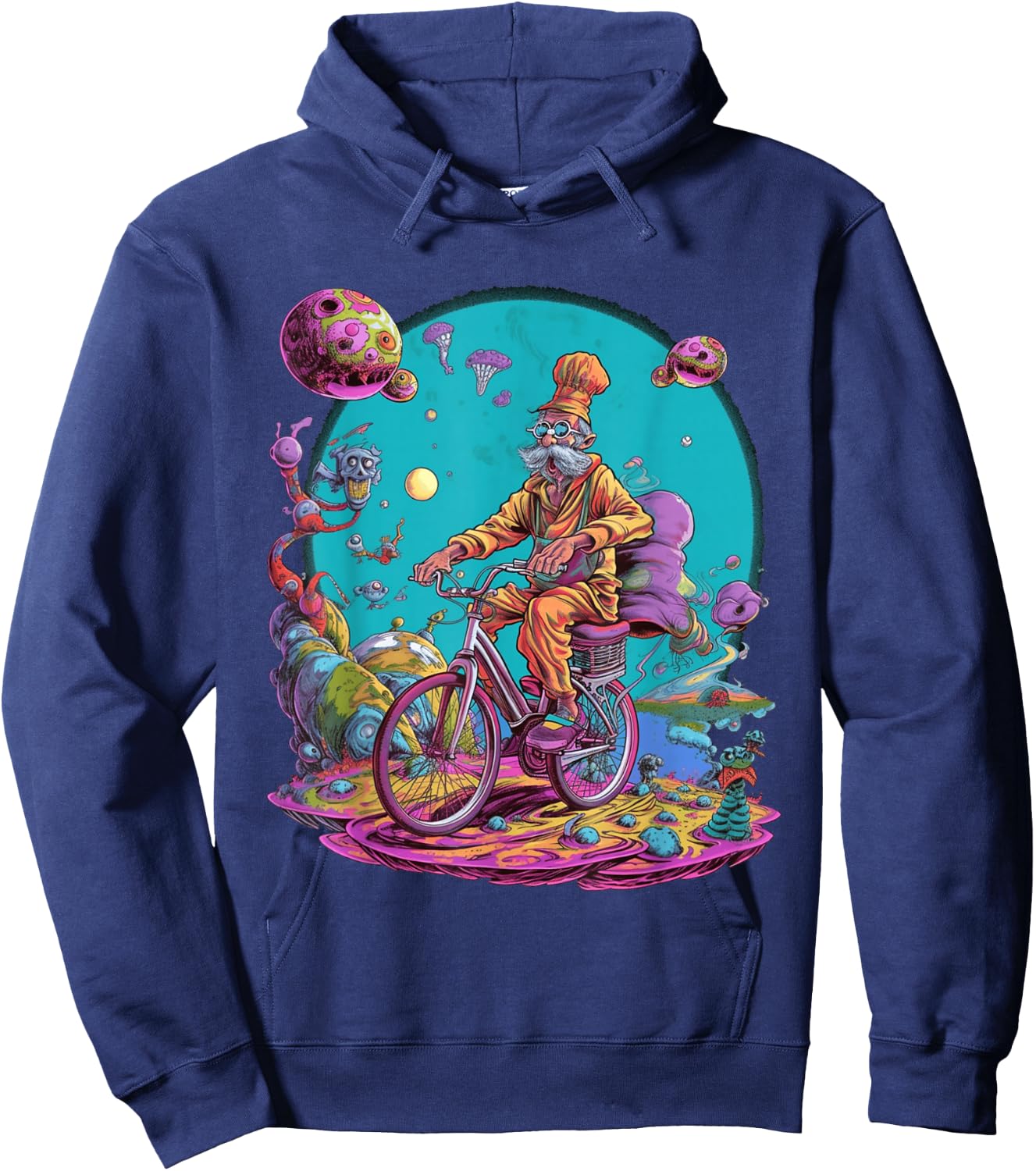 Bicycle Day Hofmann Trip | Psychedelic Comic Style Hippie Hoodie - Hoodie | Navy