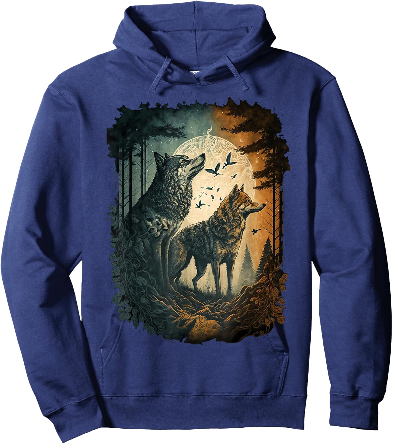 Wolf Moon & Women Hoodie - Hoodie | Navy