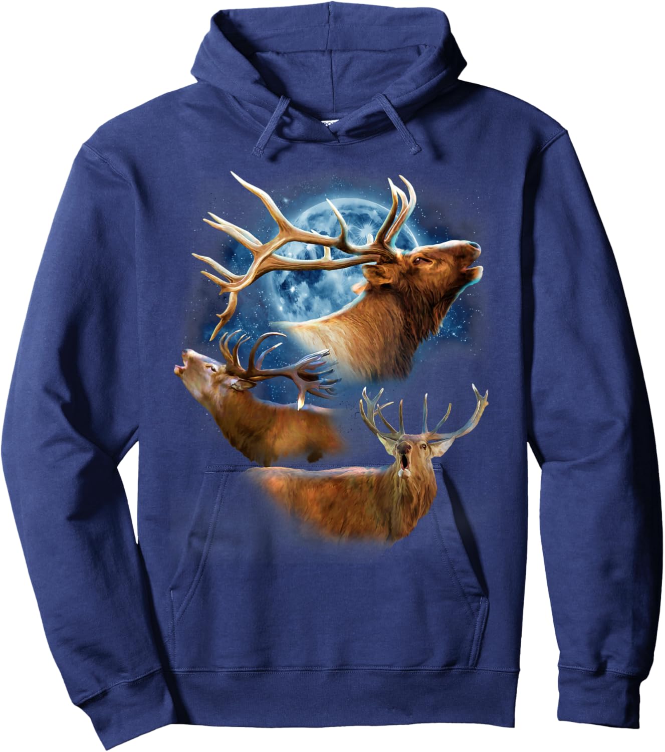 Funny Elk Hunting - Elk Howling at the Moon Hoodie - Hoodie | Navy
