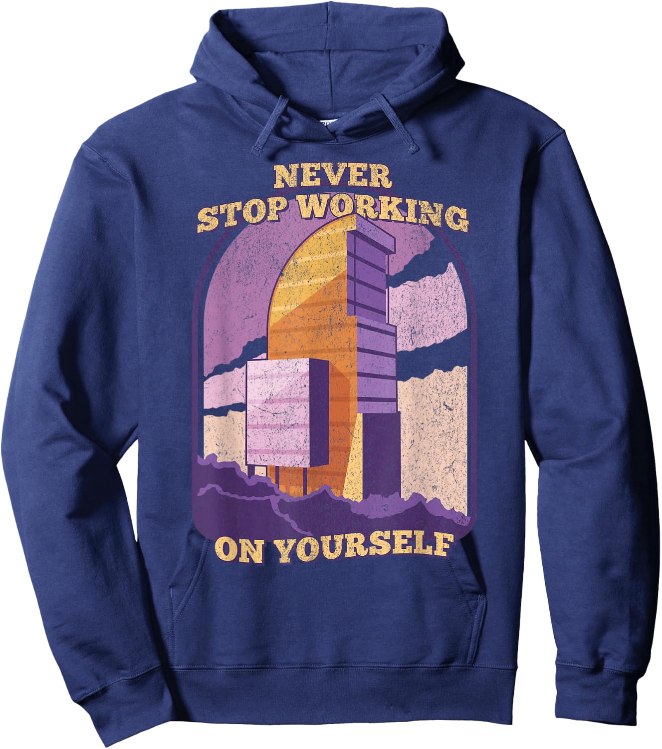 Never Stop Working On Yourself Motivation Positive Cute Hoodie - Hoodie | Navy