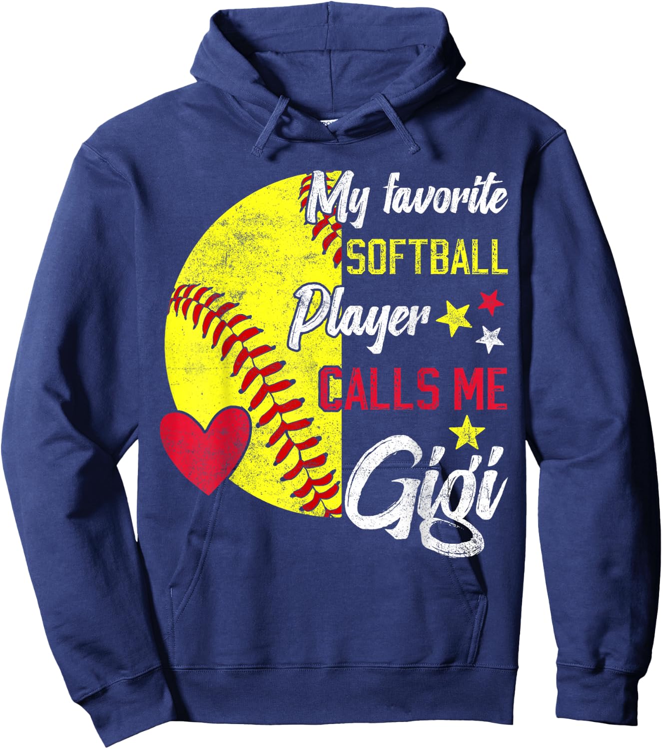 my favorite Softball player calls me gigi Softball grandma Hoodie - Hoodie | Navy