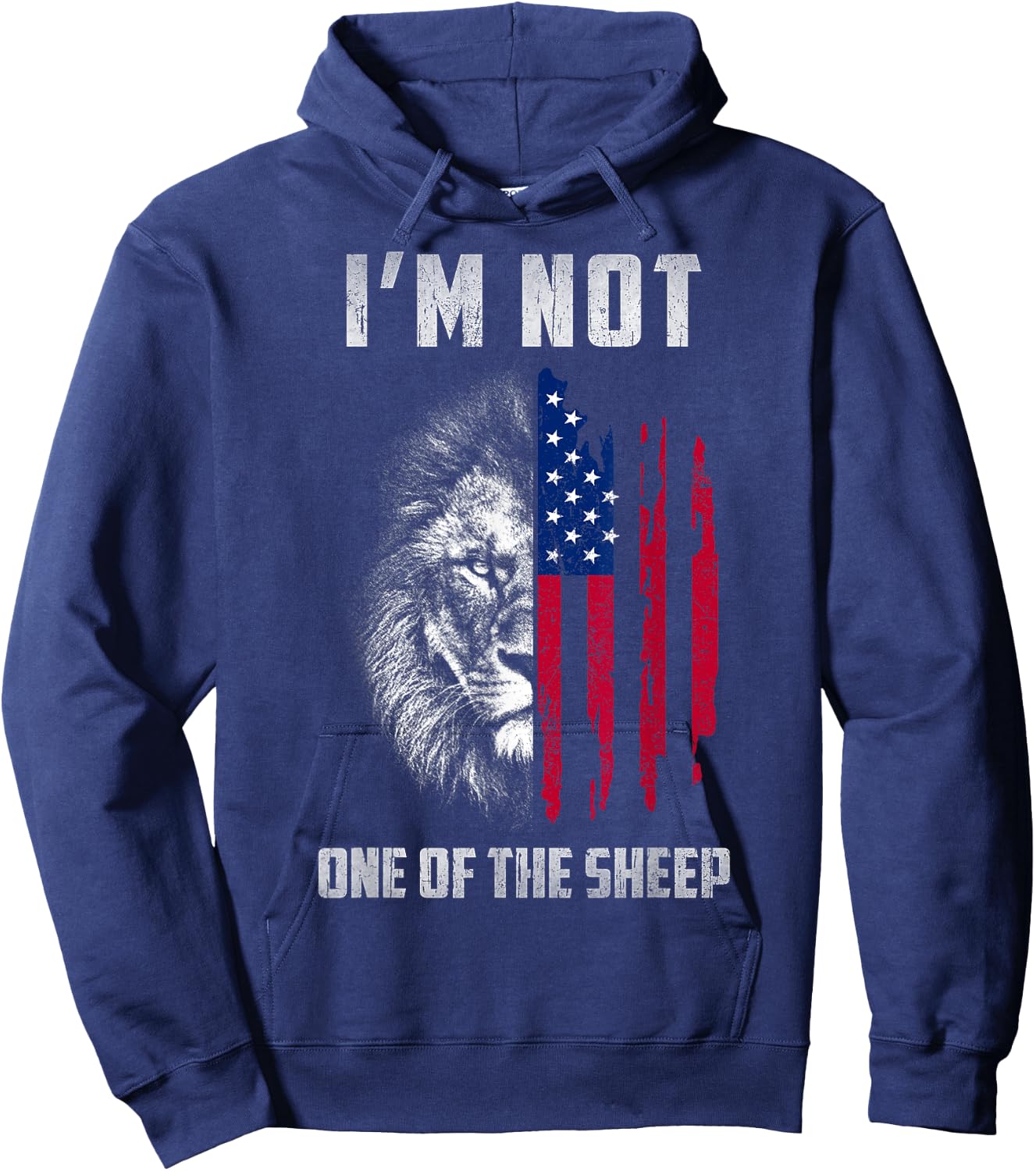 I'm Not One Of The Sheep Patriotic Lions American Flag Hoodie - Hoodie | Navy
