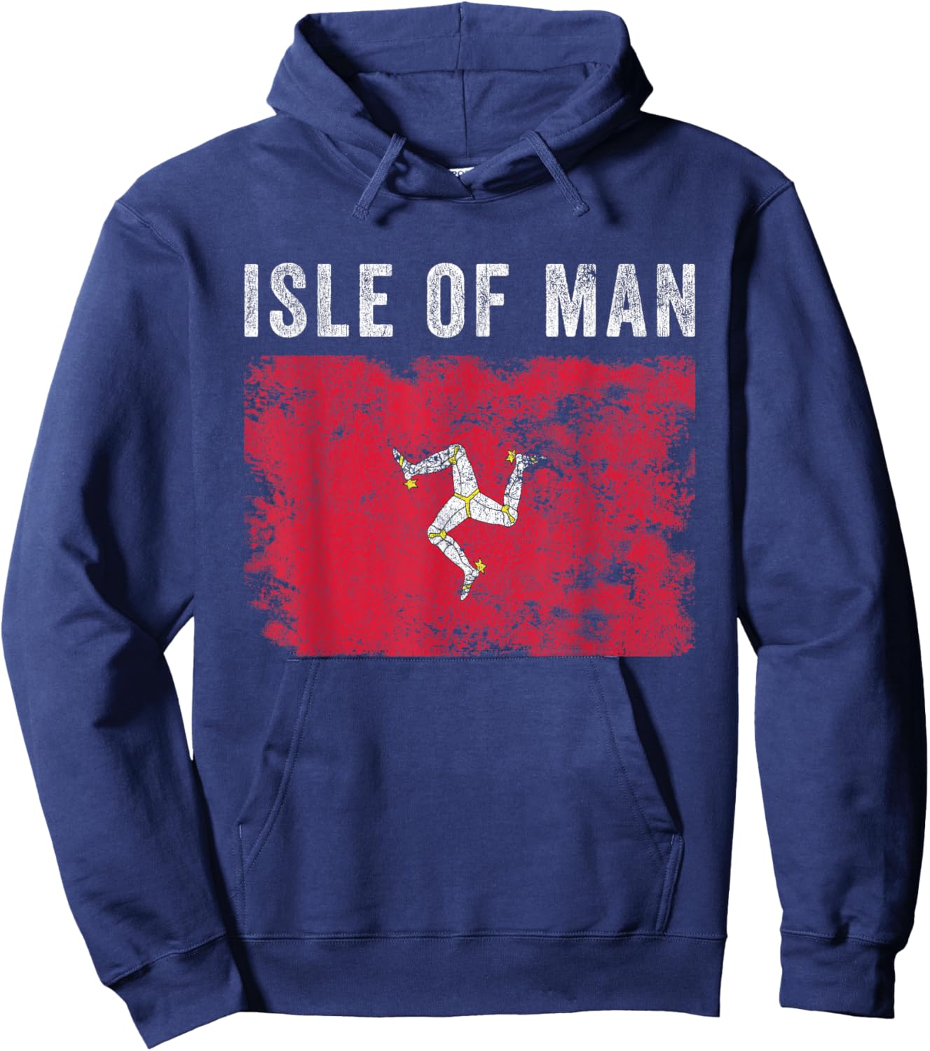 Isle of Man Flag Distressed - Men Women Kids - Manx Flag Hoodie - Hoodie | Navy
