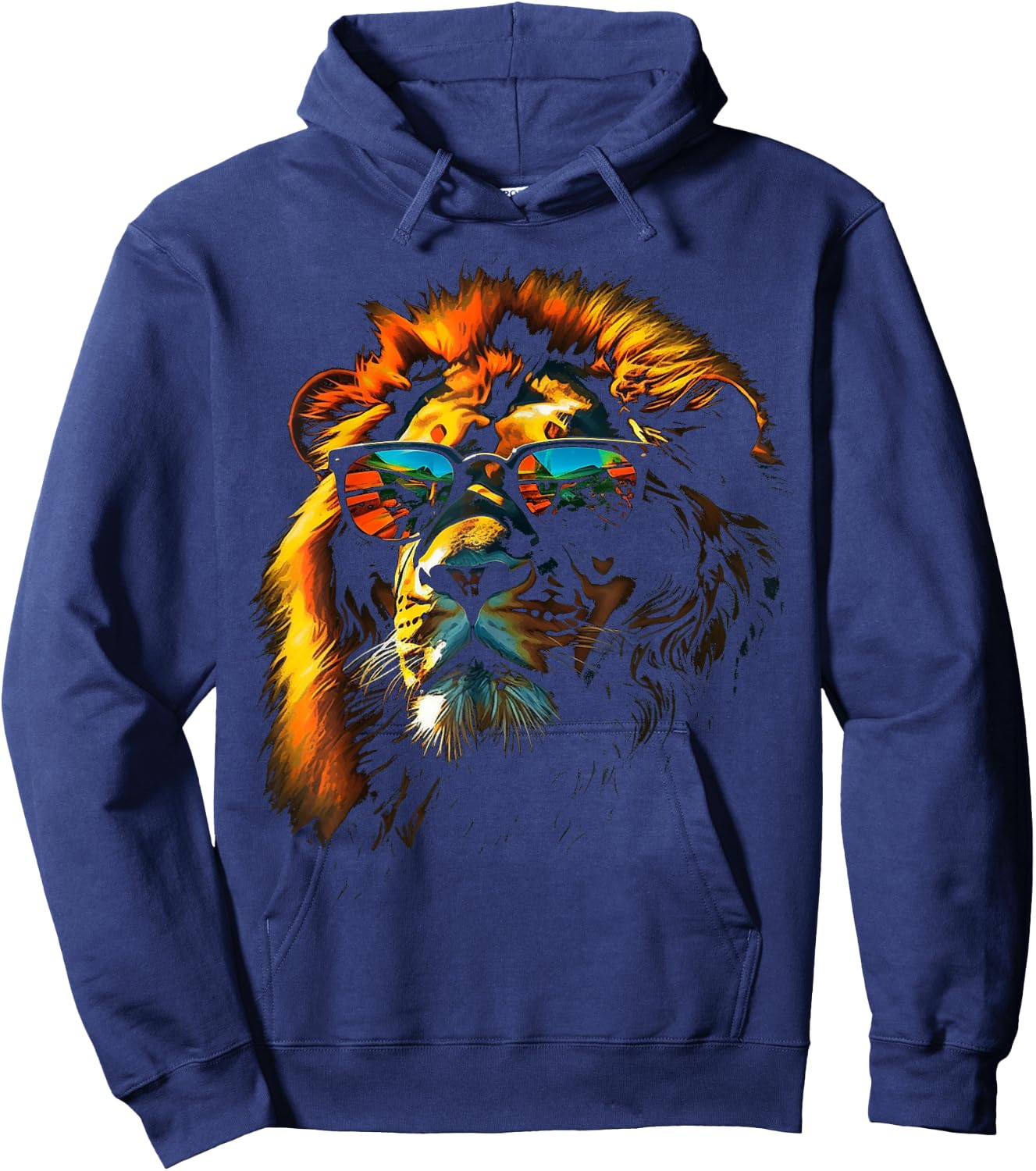 Lion Artwork Sunglasses Colourful Art Zoo Animal Lion Hoodie - Hoodie | Navy