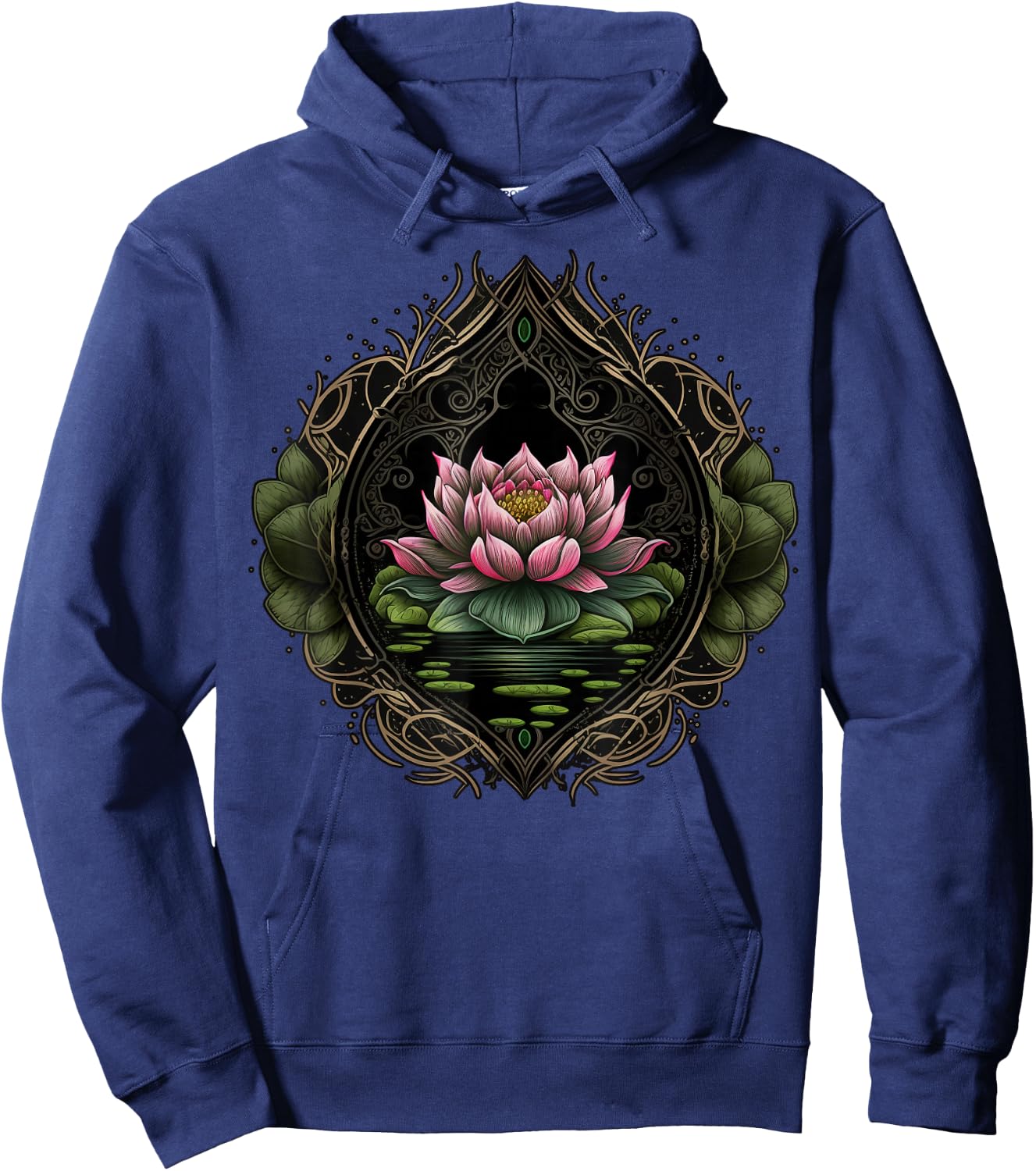 Colorful Lotus Flower on floral Lotus Flower Hoodie - Hoodie | Navy