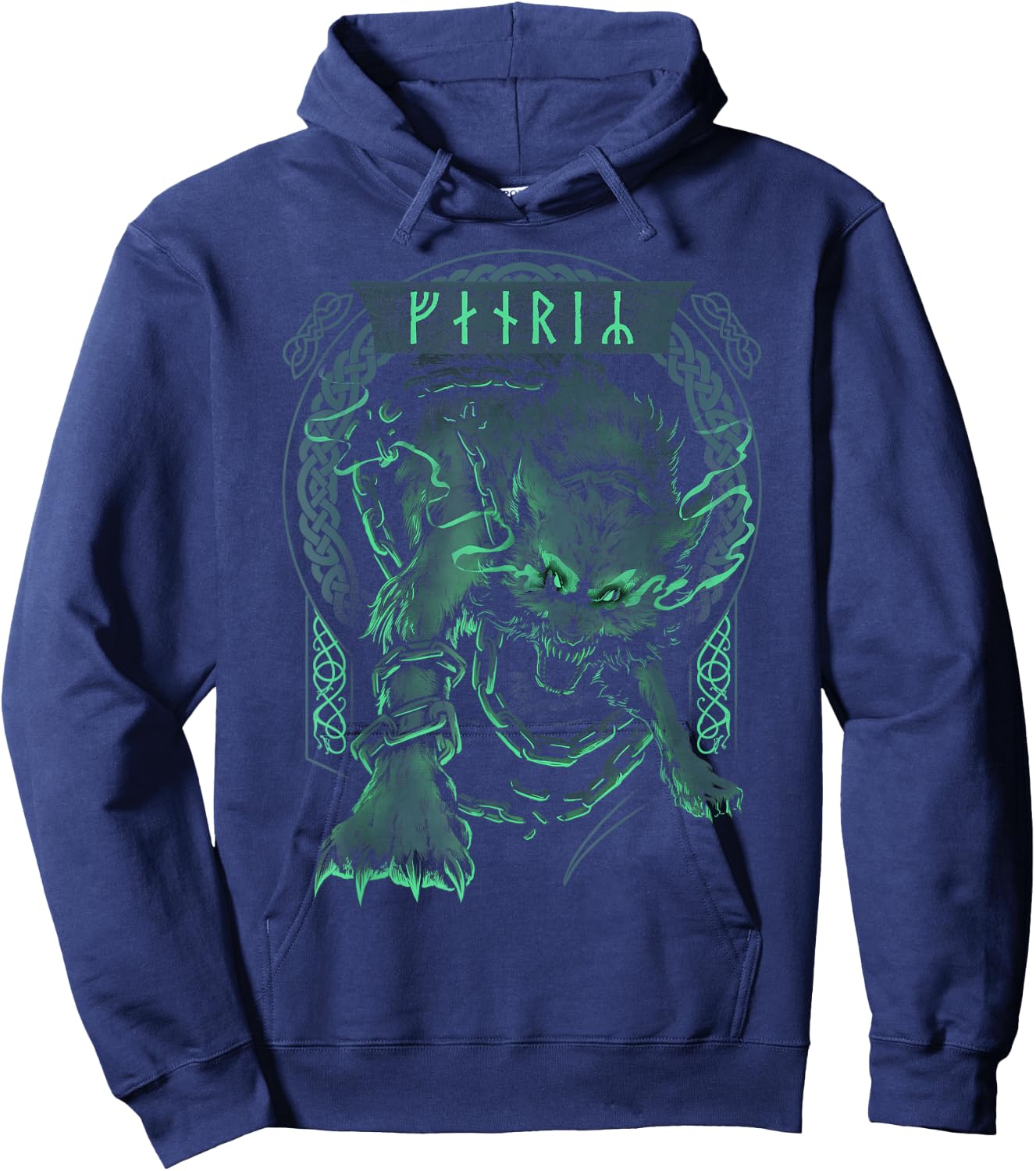 Wolf Viking Fenrir Scandinavian Pagan Norse Mythology Hoodie - Hoodie | Navy