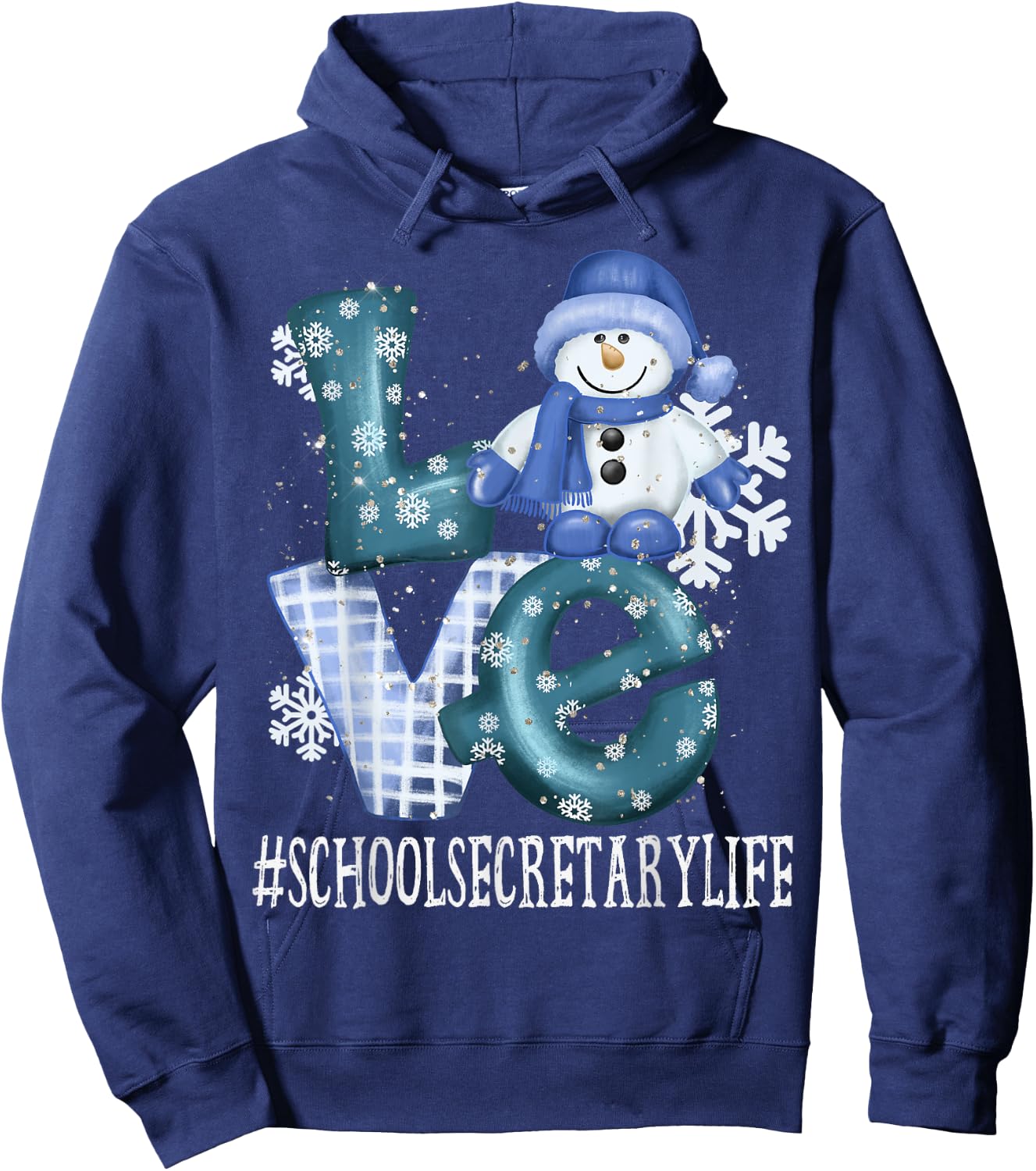 School Secretary Love Snowman Women Winter Season Christmas Hoodie - Hoodie | Navy