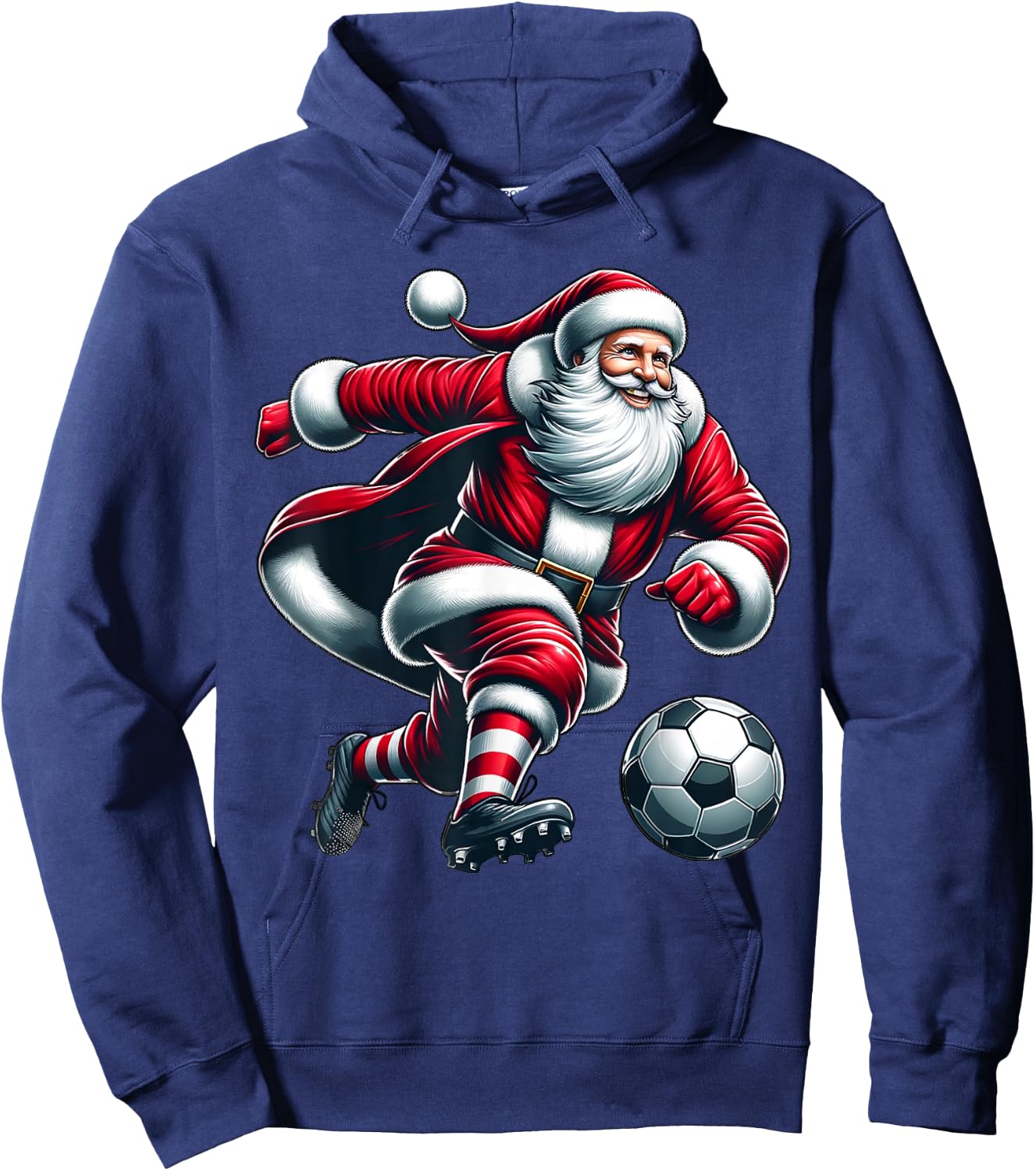 Santa Plays Soccer Sports Christmas Women Men Kids Hoodie - Hoodie | Navy