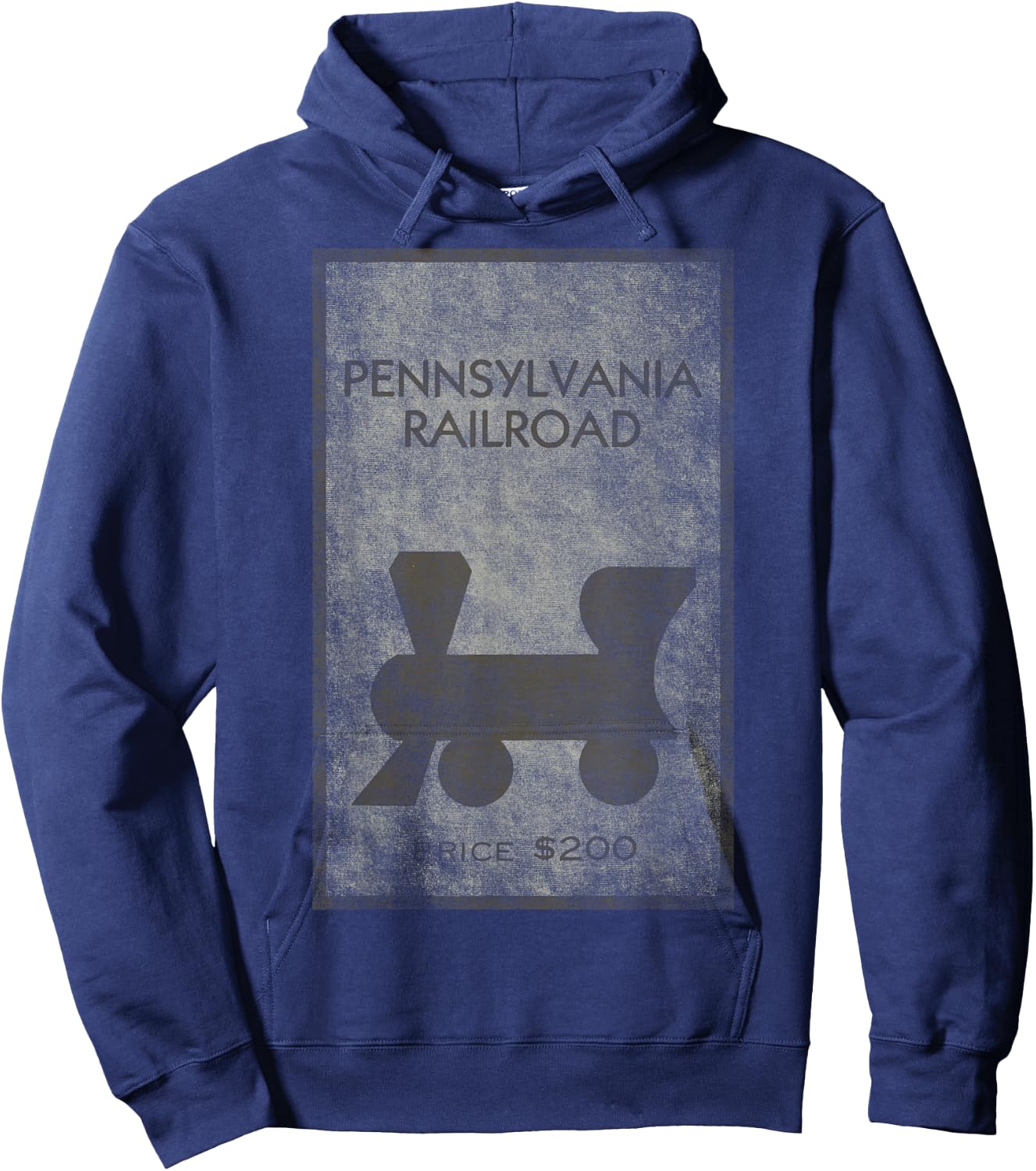 Monopoly Pennsylvania Railroad Property Distressed Poster Hoodie - Hoodie | Navy