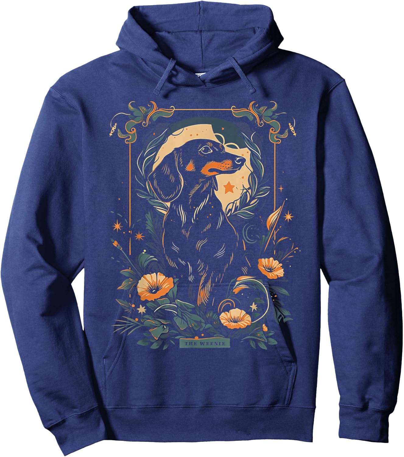 The Weenie Tarot Card | Dachshund Mom Dad Weiner Dog Hoodie - Hoodie | Navy