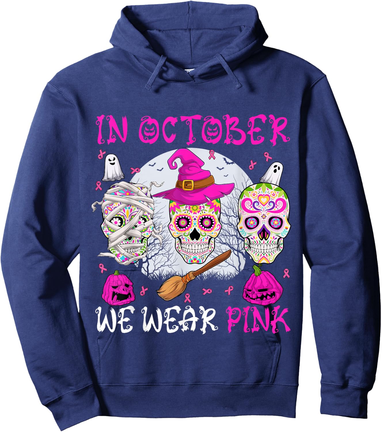 In October We Wear Pink Hoodie - Hoodie | Navy