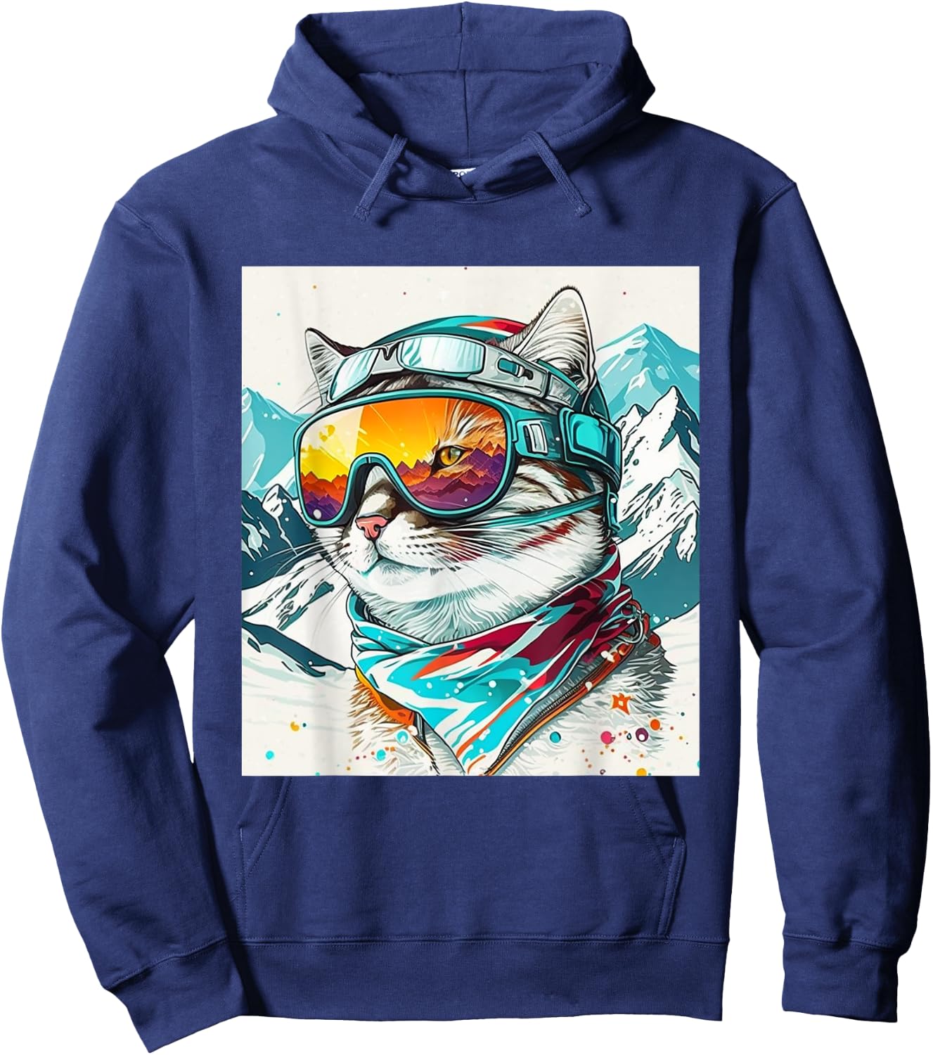 Winter Cat Ski Snowboard Snow Kitten Hoodie - Hoodie | Navy