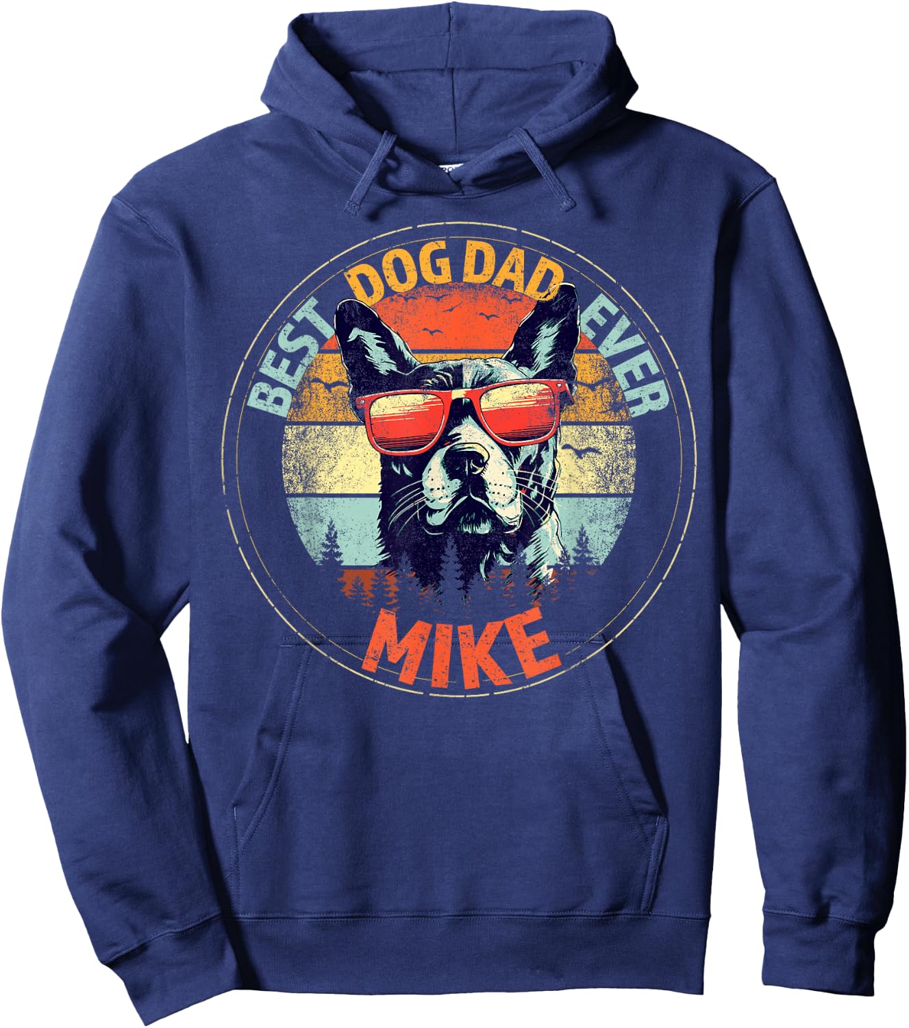 Mike Best Dog Dad Ever Funny Custom Personalized Name Hoodie - Hoodie | Navy