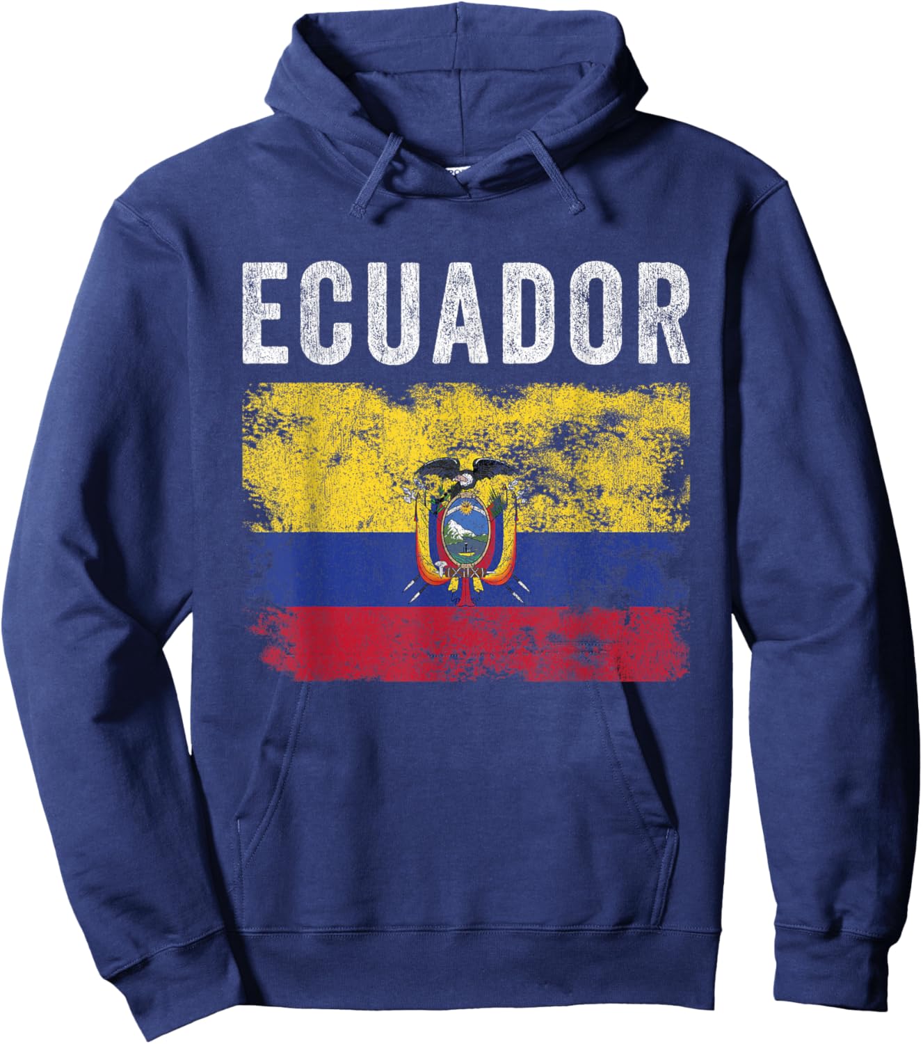 Ecuador Flag Distressed - Men Women Kids - Ecuadorian Flag Hoodie - Hoodie | Navy