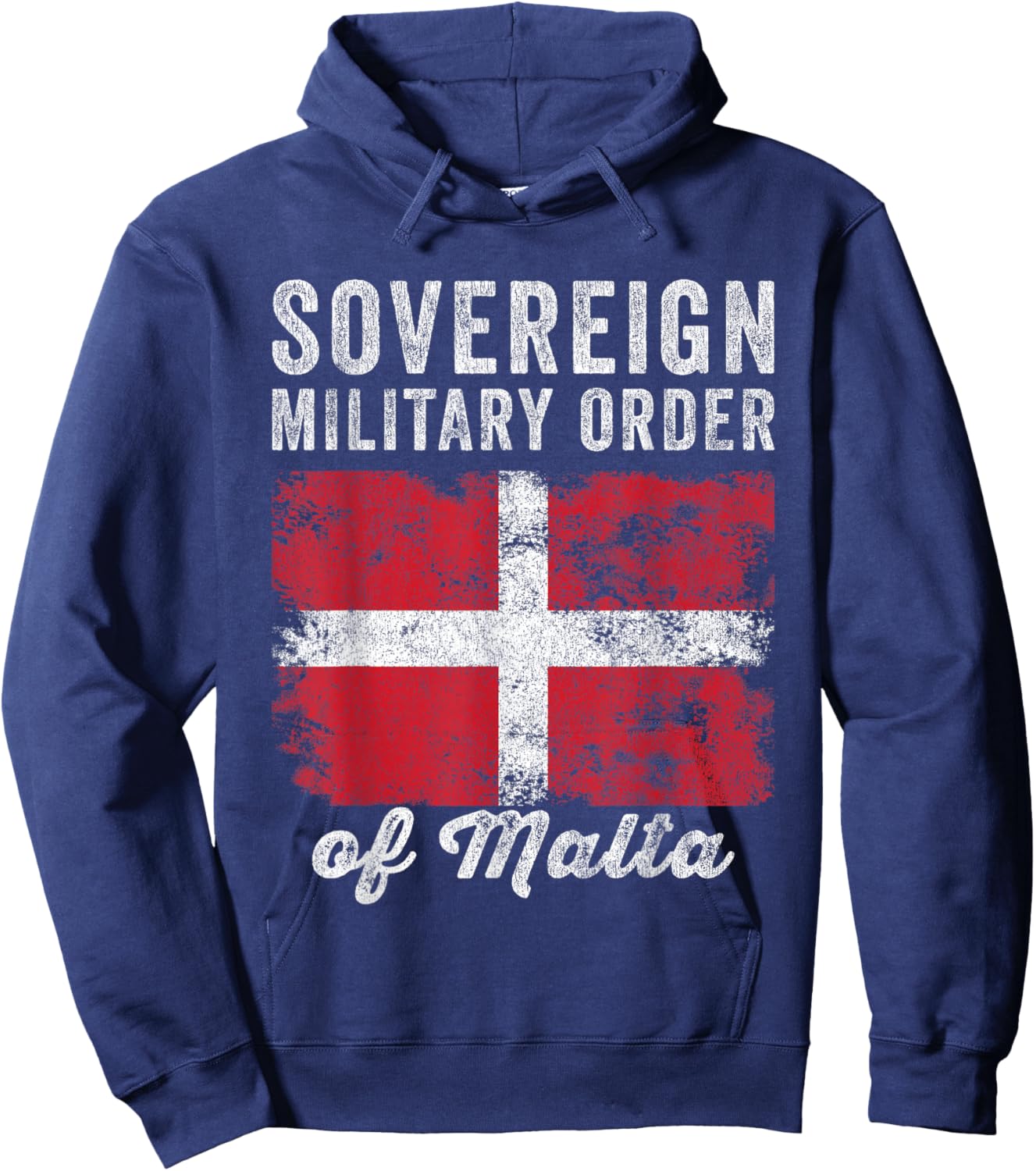 Order of Malta Flag Distressed - Knights of Malta Flag Hoodie - Hoodie | Navy