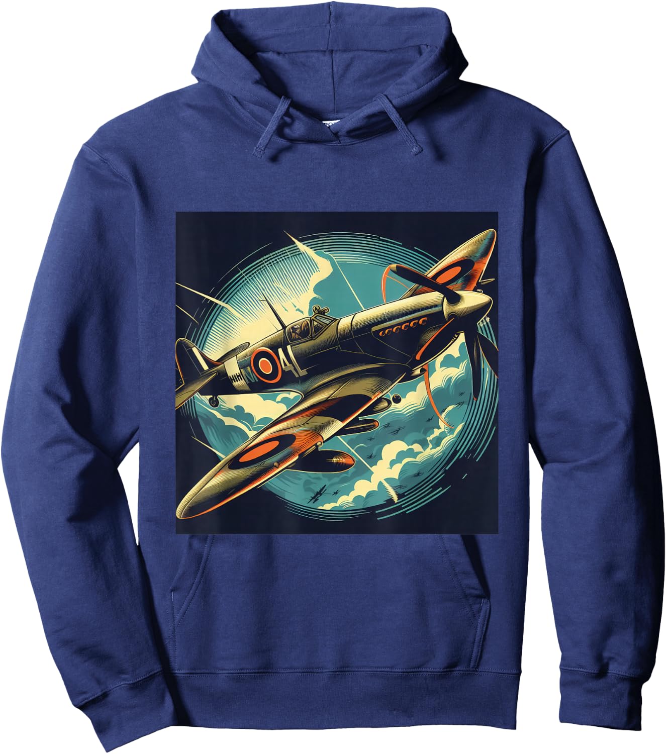 Spitfire Iconic WW2 Airplane Warbird Hoodie - Hoodie | Navy