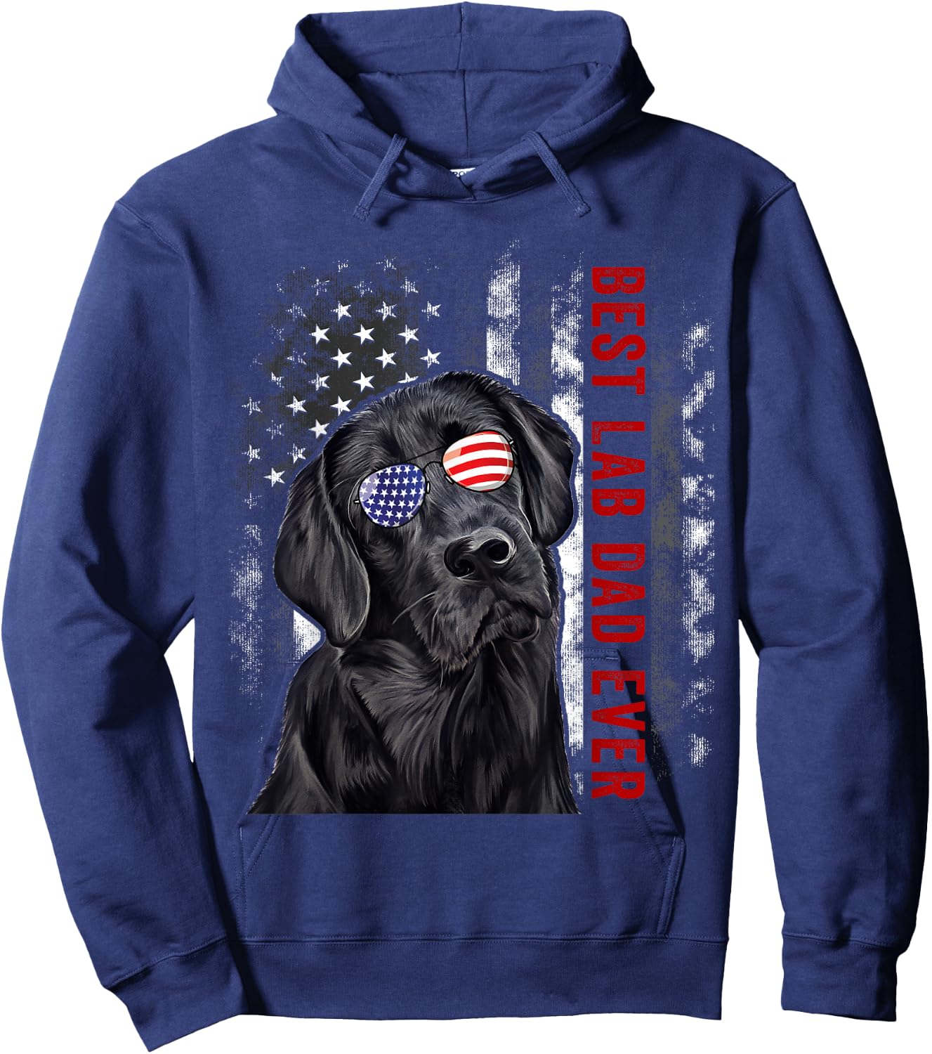Best Lab Dad Ever Labrador Dog American Flag Fathers Day Hoodie - Hoodie | Navy
