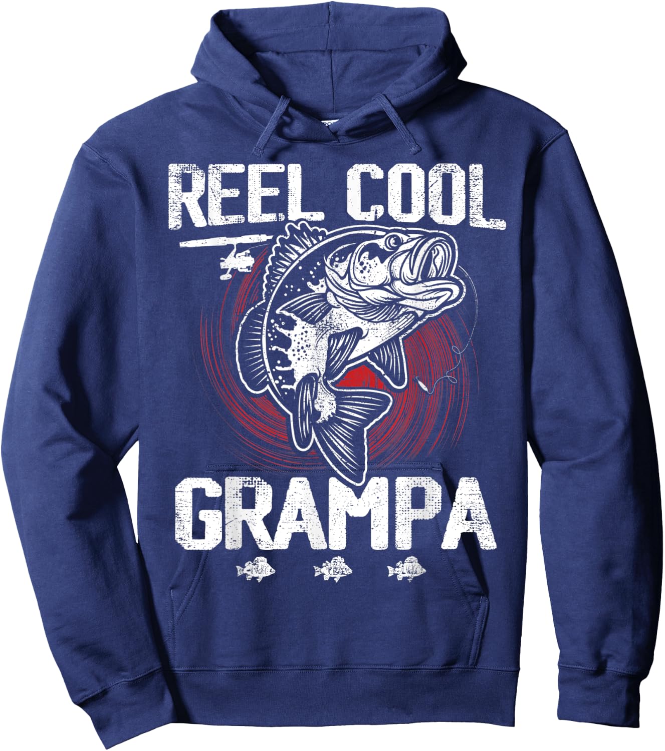 Funny Fathers Day Vintage Fishing Reel Cool Grampa Hoodie - Hoodie | Navy