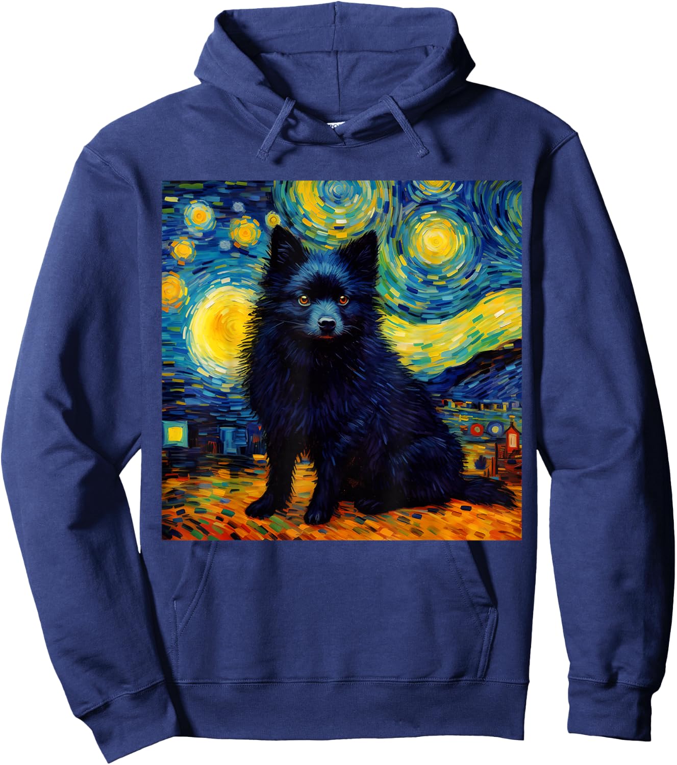 Surreal Starry Night Schipperke Dog Men Women Kids Hoodie - Hoodie | Navy