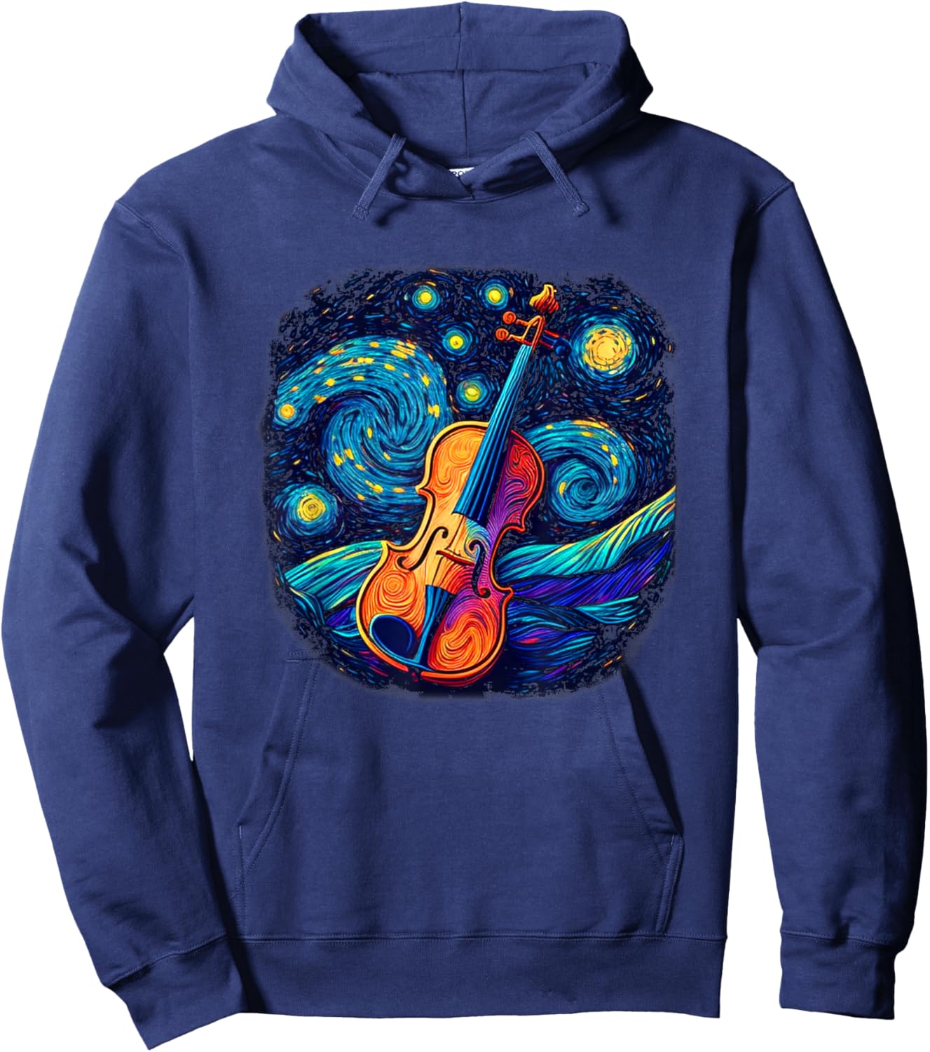 Violin Lover Art Women Violin Player Starry Night Hoodie - Hoodie | Navy