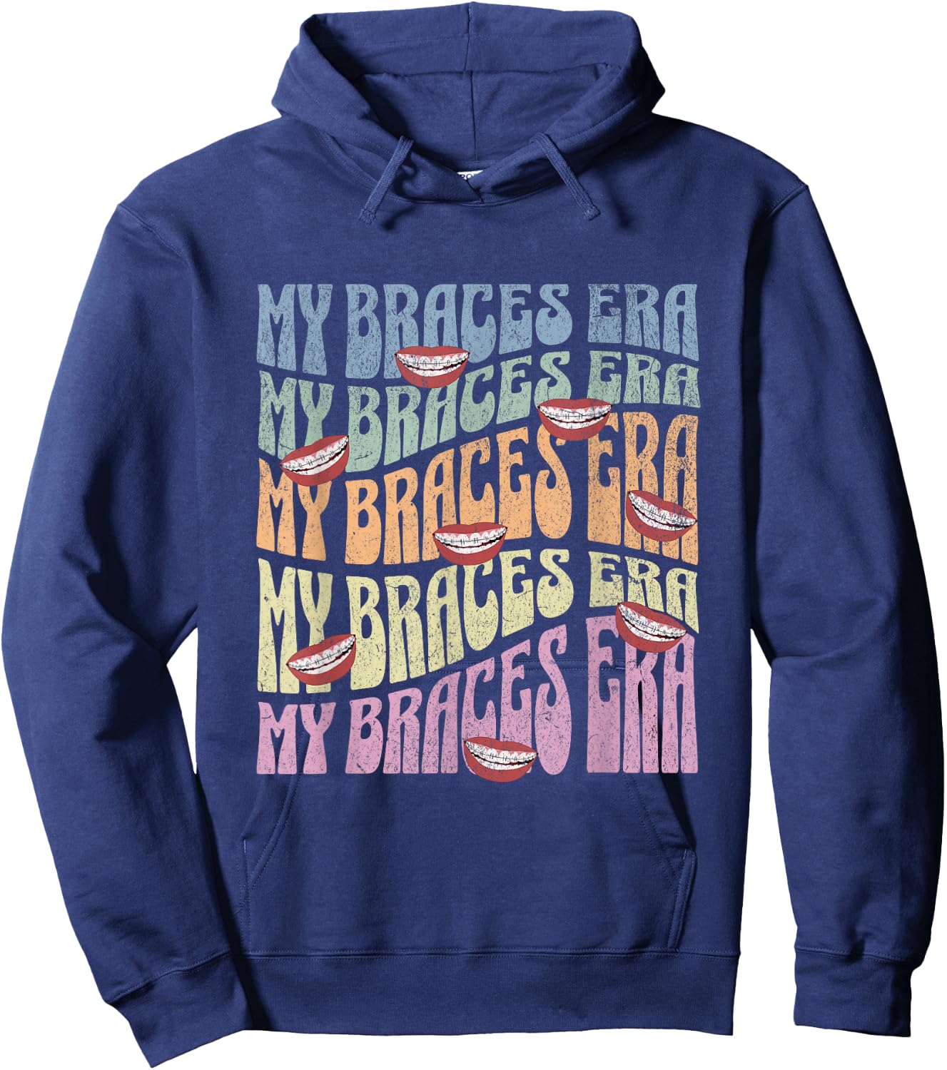 My Braces ERA Funny Retro Text Dental Braces for Teens Kids Hoodie - Hoodie | Navy