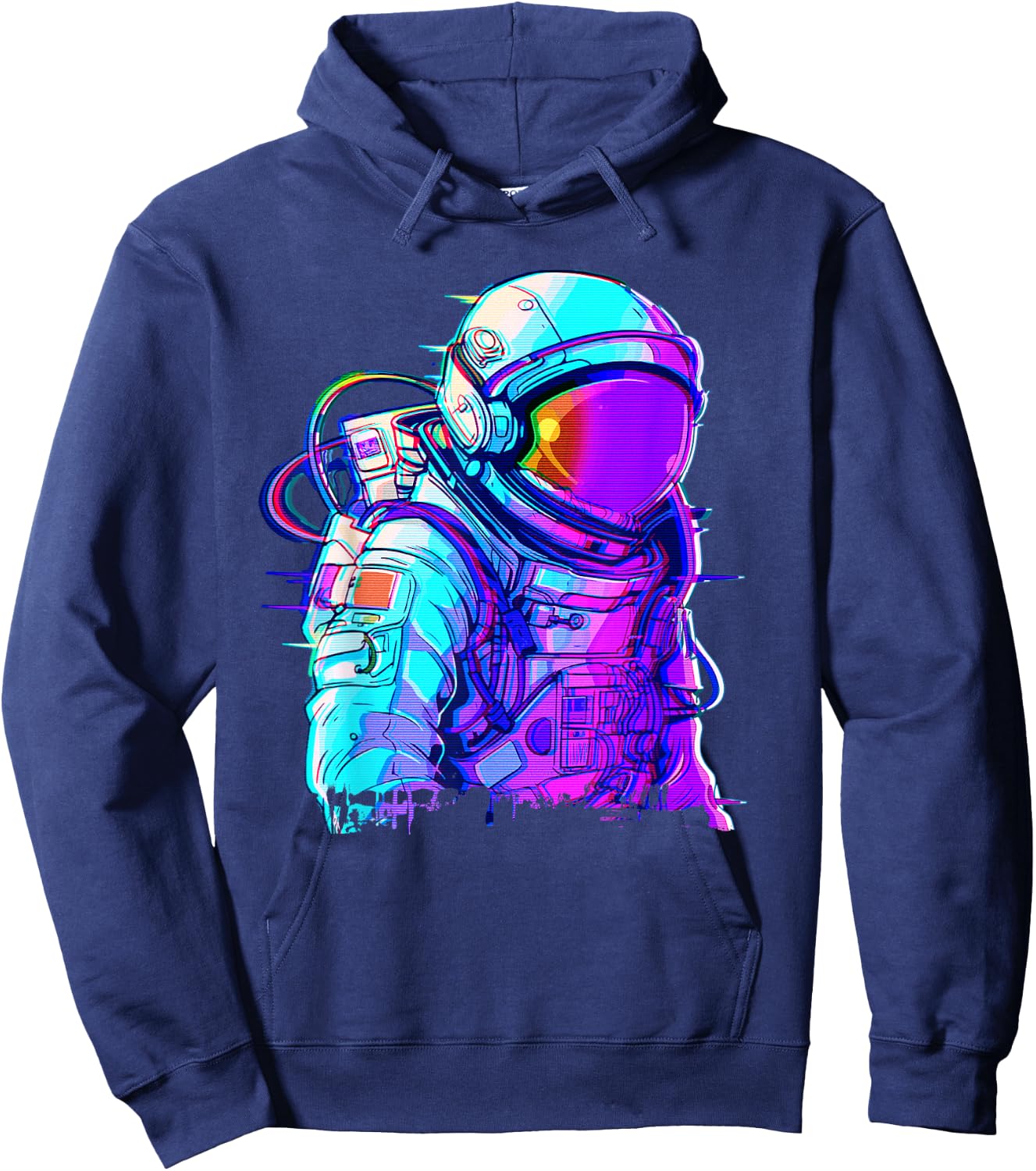 Cyber Astronaut Vaporwave Aesthetic Galaxy Art Space Man Hoodie - Hoodie | Navy