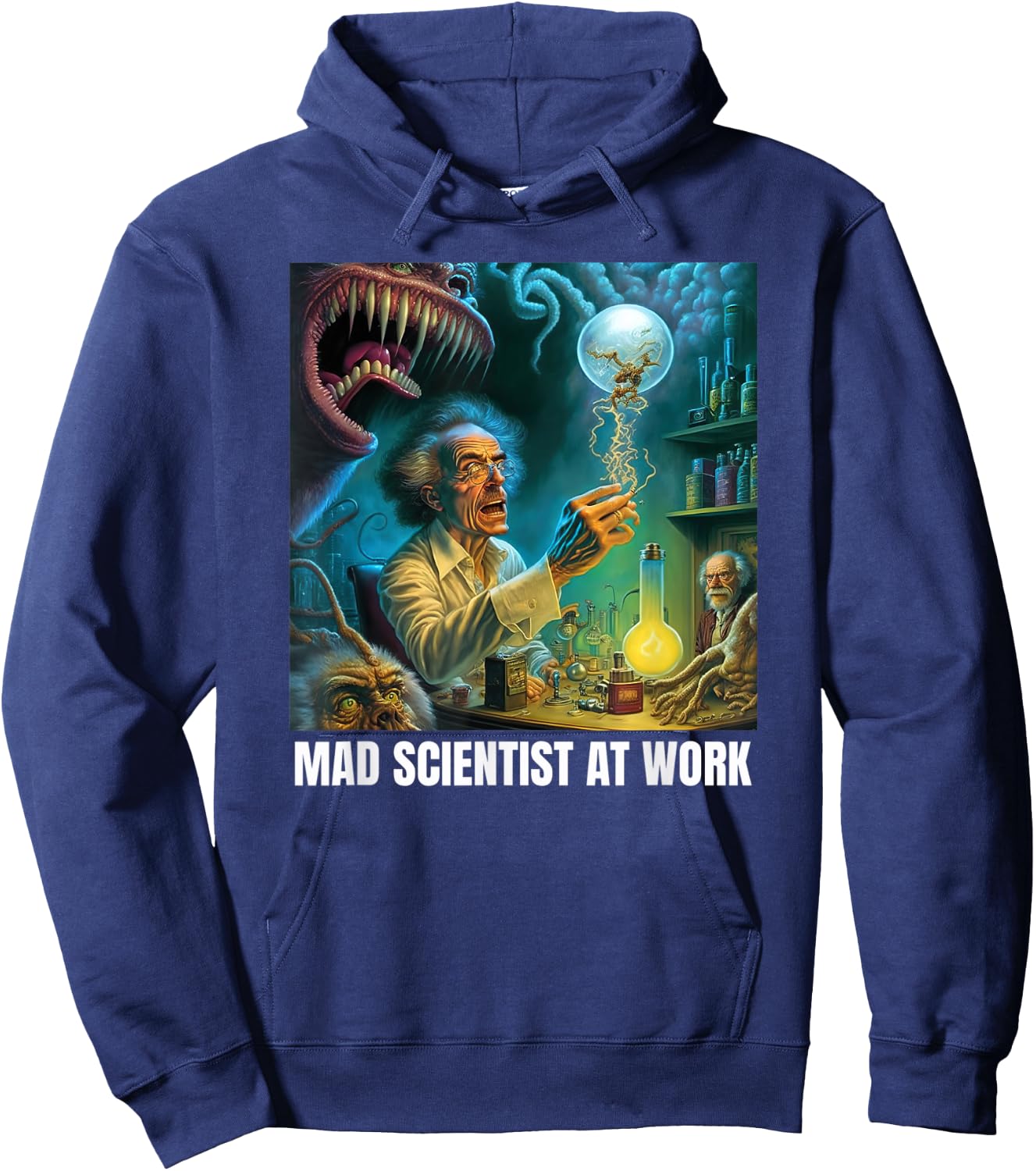Funny Mad Scientist Fantasy Monster,Comic Nerd Lover Hoodie - Hoodie | Navy
