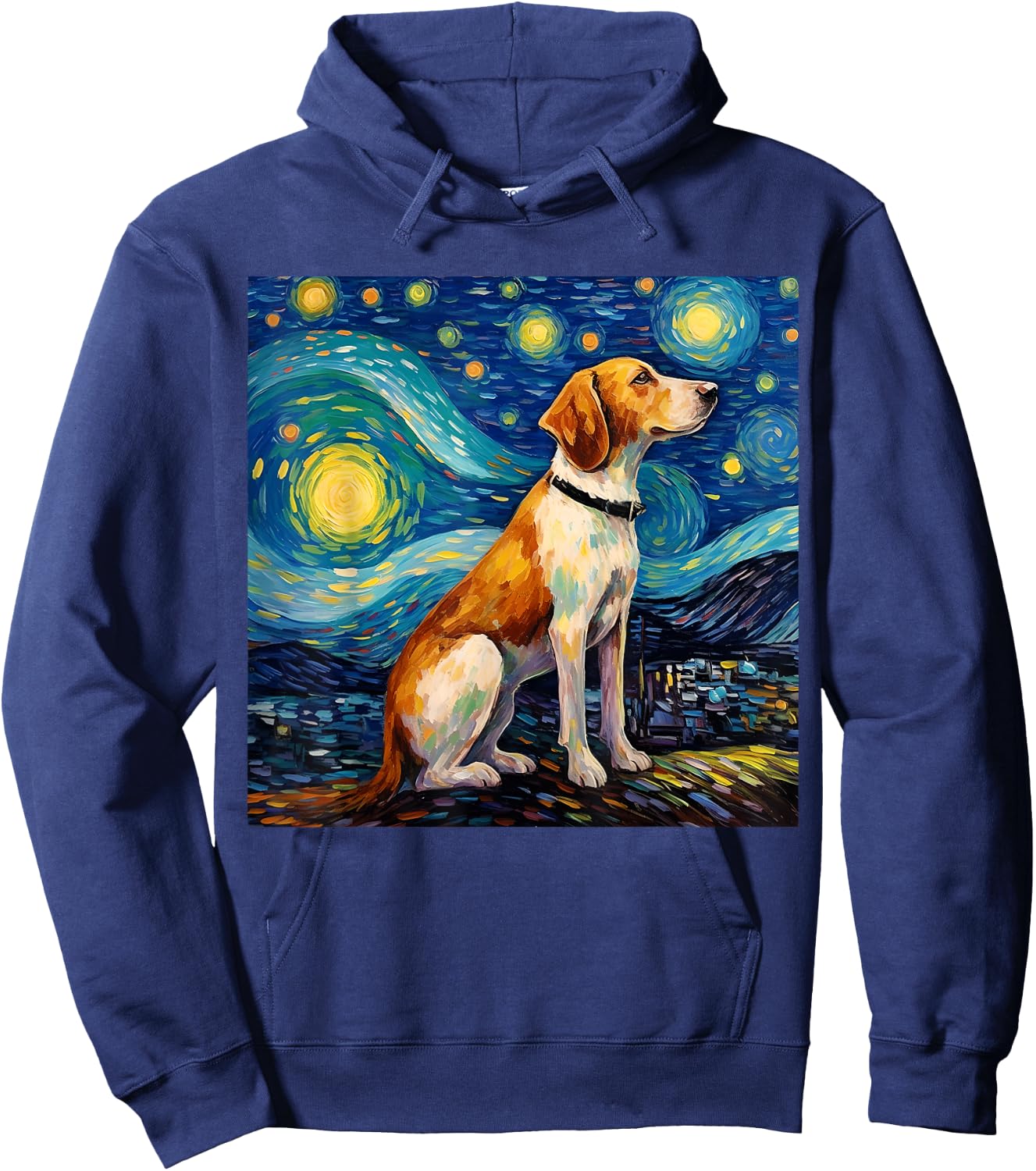 Surreal Starry Night American Foxhound Dog Hoodie - Hoodie | Navy