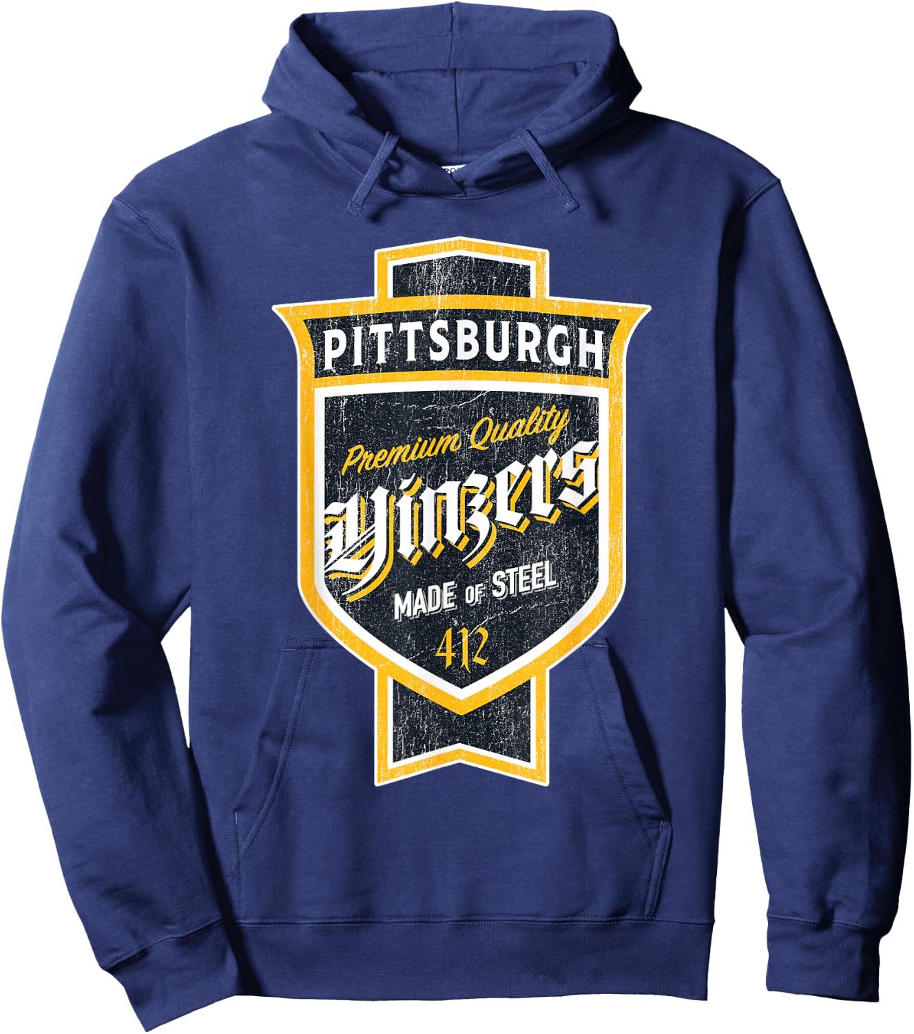 Bleacher Seat Heroes - Hometown & Apparel Vintage Pittsburgh Yinzer Beer Label - Yinzer Pride Hoodie - Hoodie | Navy