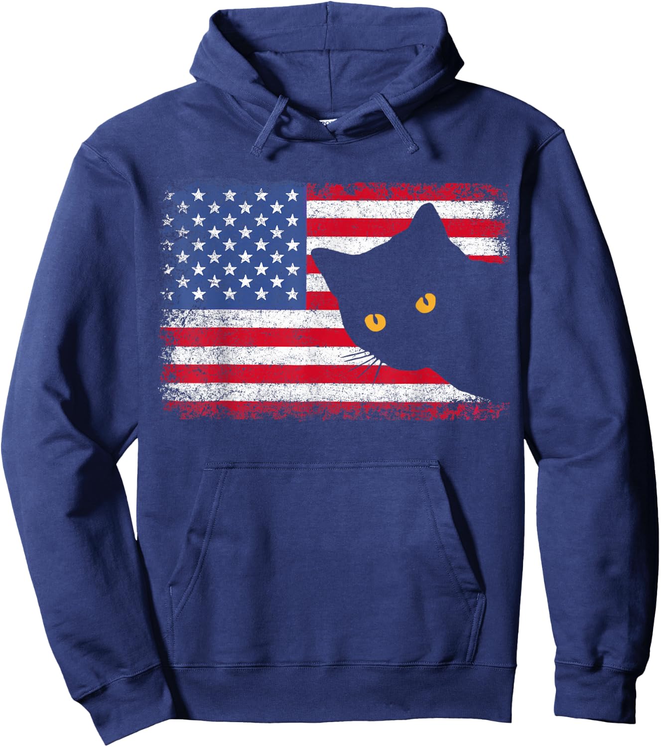 Patriotic USA Flag 4th of July Men Women Kids Boys Girl Cat Hoodie - Hoodie | Navy