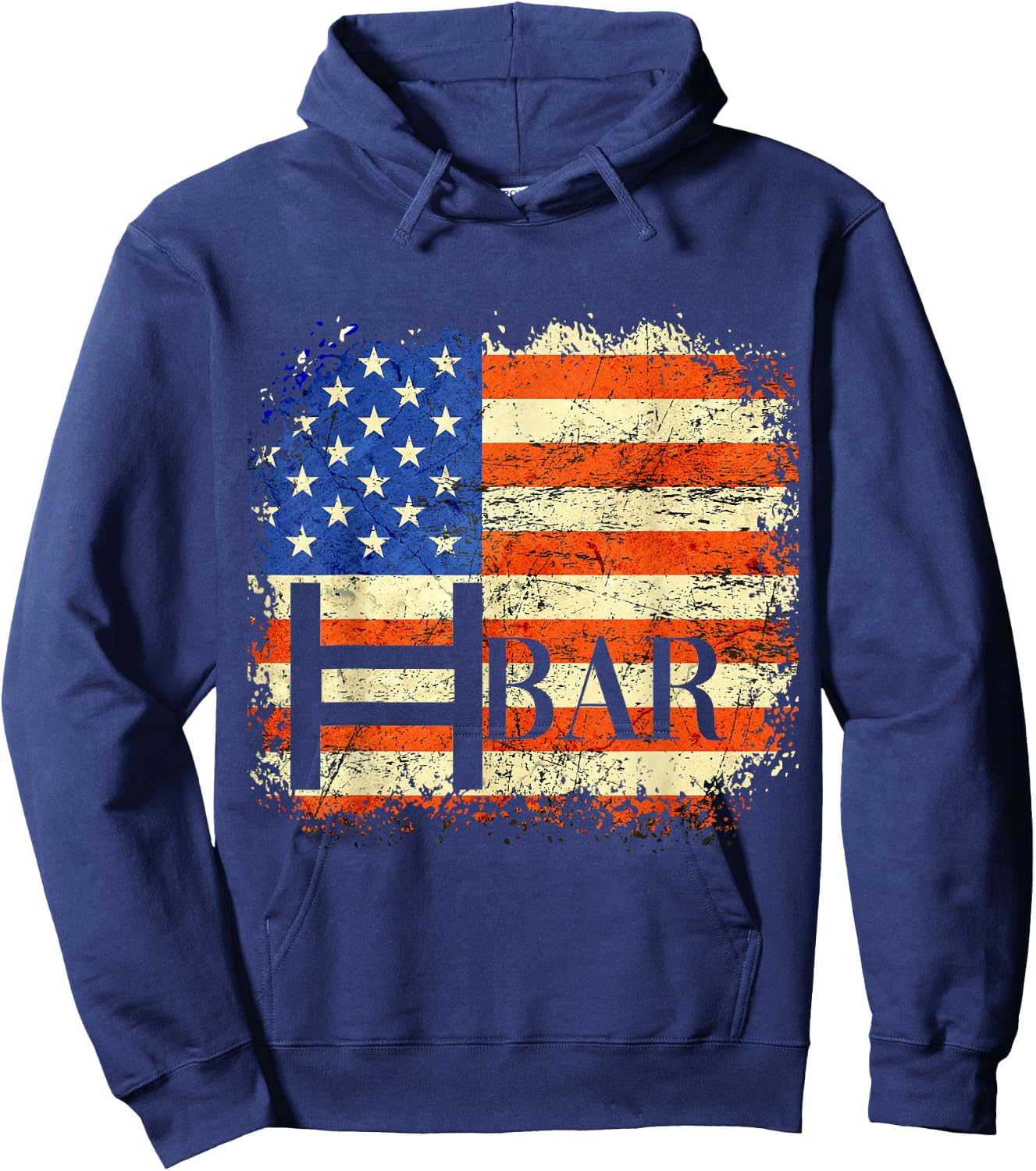 HBAR Crypto USA Flag BULLRUN 2024 HODL Hedera Hashgraph Men Hoodie - Hoodie | Navy