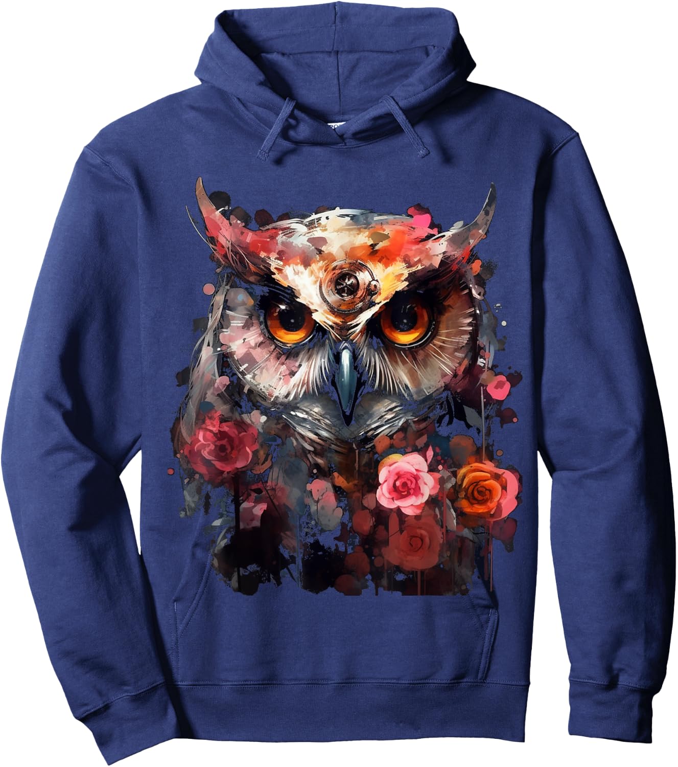Owl Flowers Fantasy Animal Lovers - Bird Art Animal Owl Hoodie - Hoodie | Navy