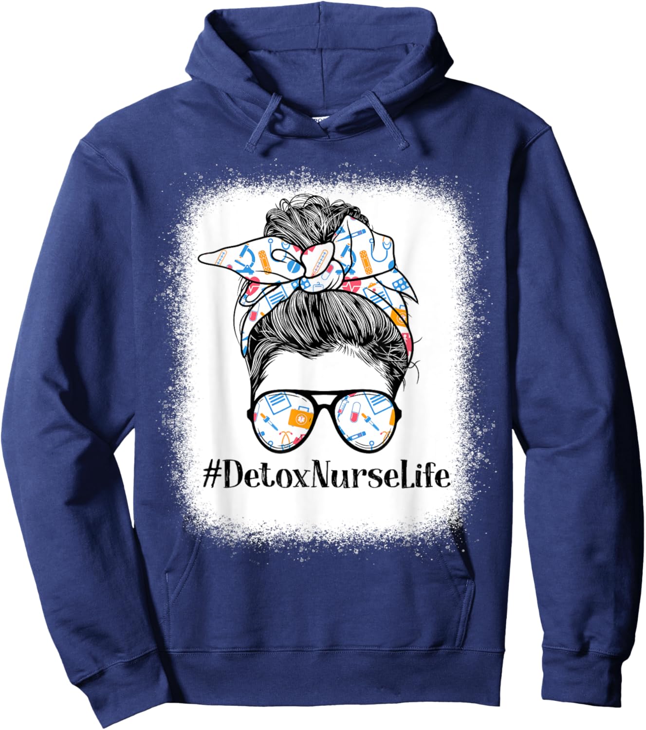 Detox Nurse Life Appreciation Day Messy Bun Women Hoodie - Hoodie | Navy