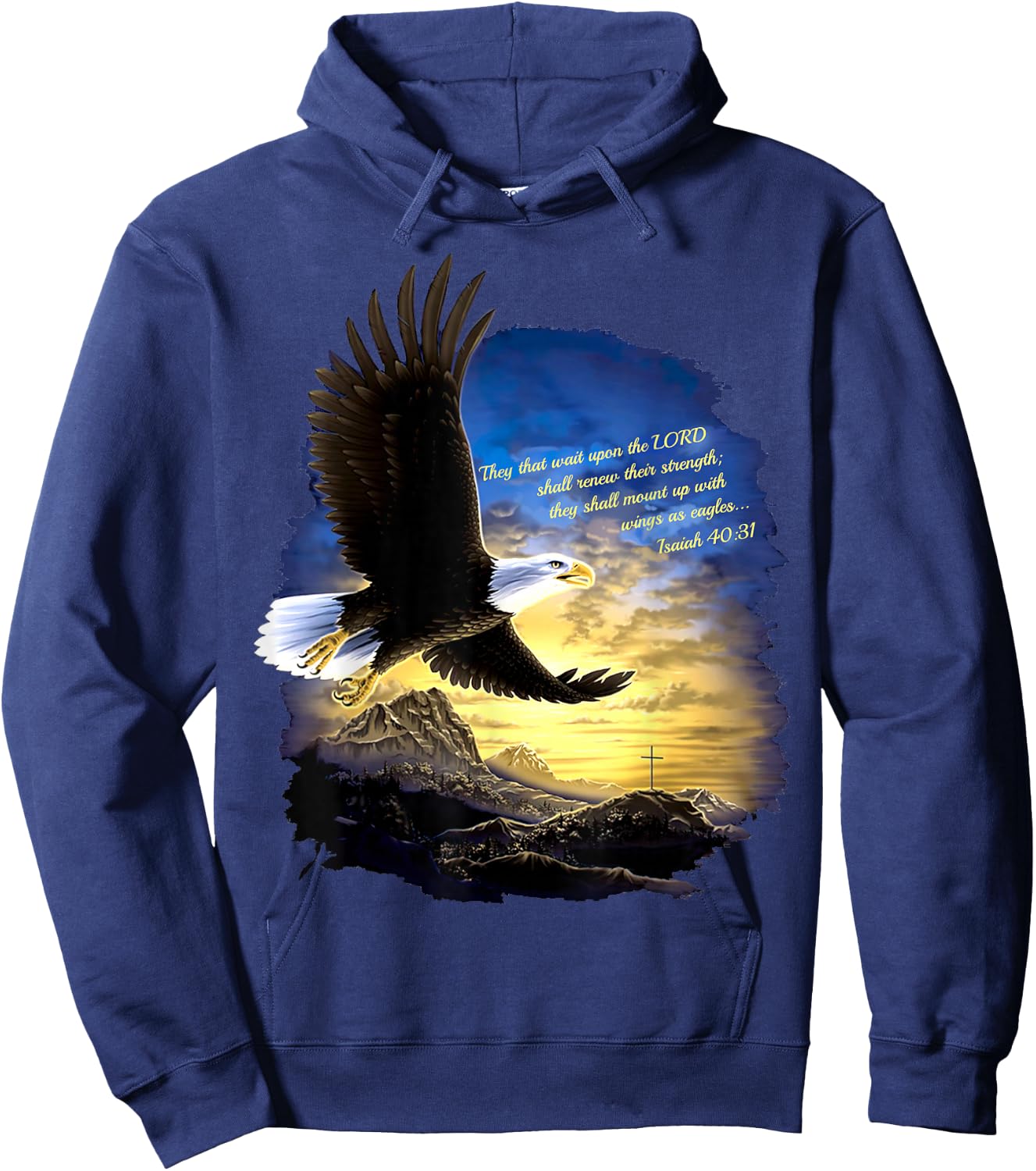 Isaiah 40:31 Mount Up Wings as Eagles Christian Bible Verse Hoodie - Hoodie | Navy