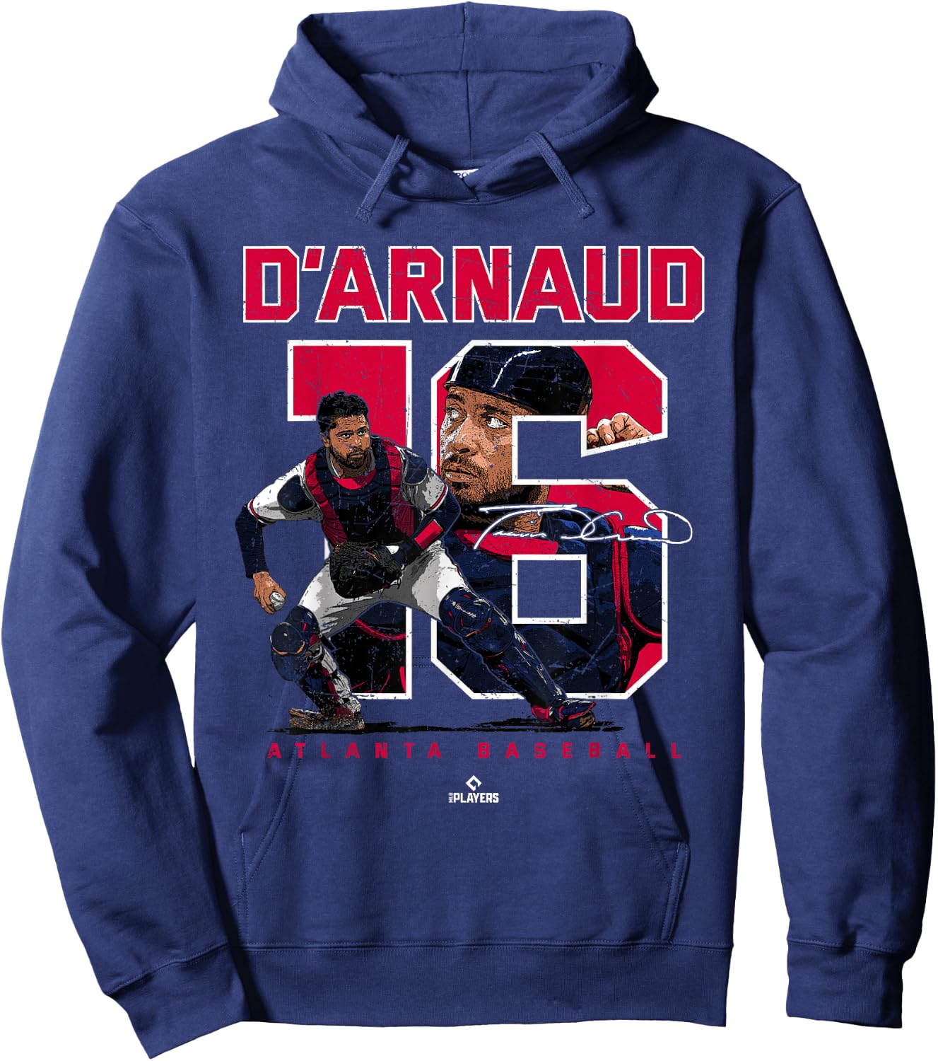 Number and Portrait Travis d Arnaud Atlanta MLBPA Hoodie - Hoodie | Navy