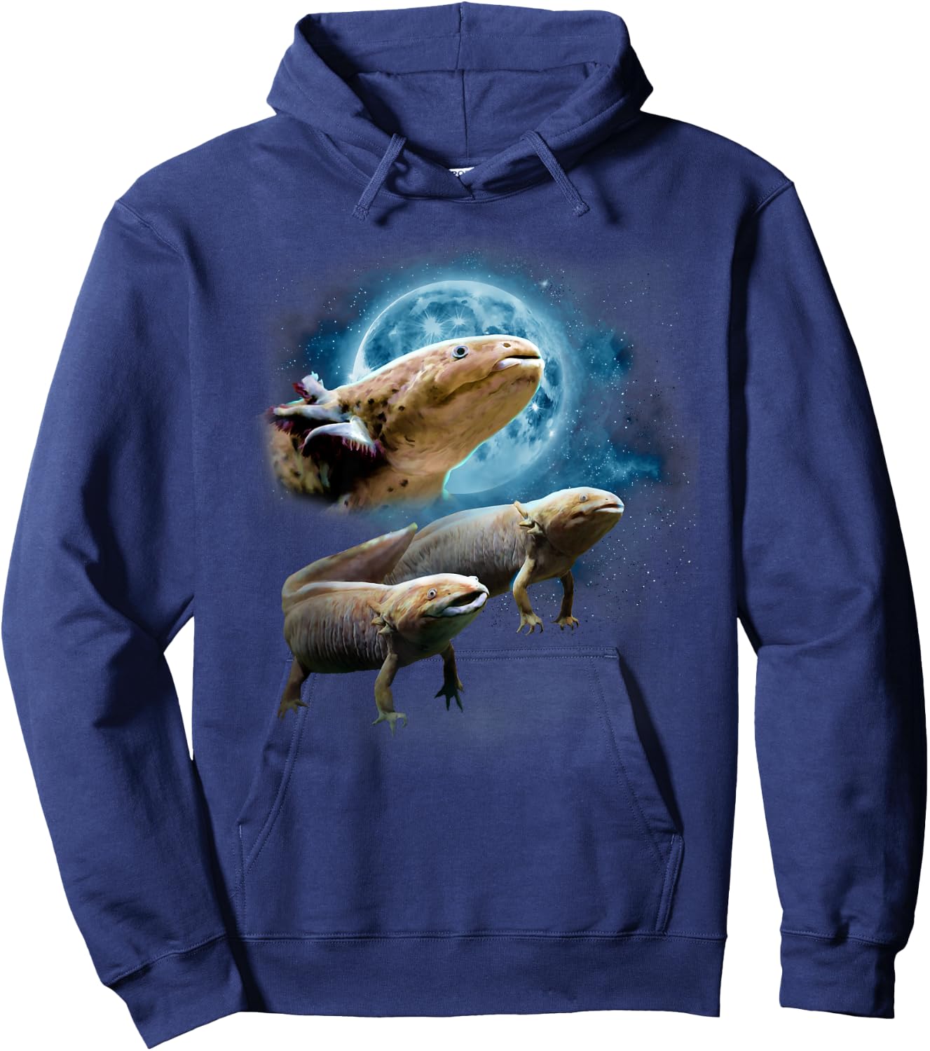 Howling at the Moon Shirt - Axolotl Shirt - Funny Axolotl Hoodie - Hoodie | Navy